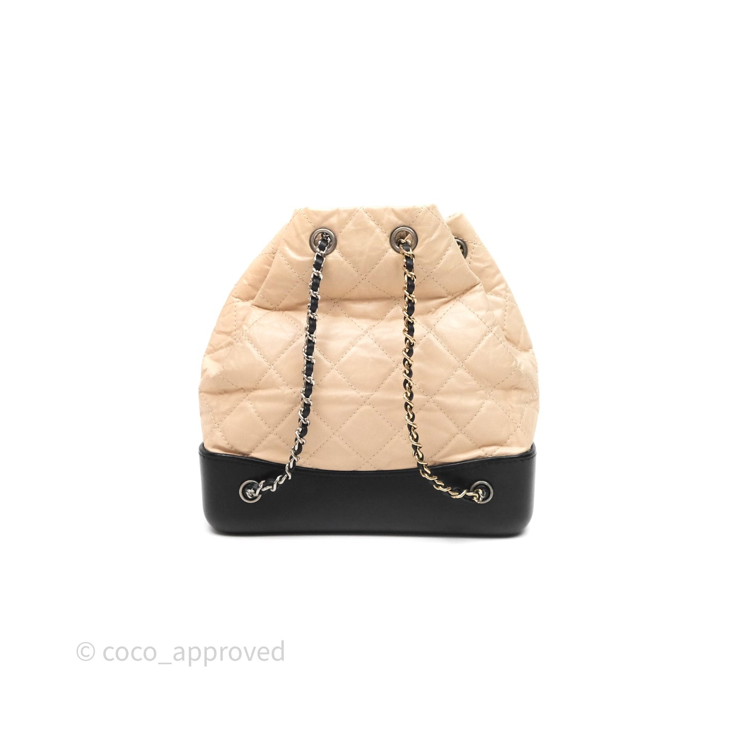 Chanel Quilted Small Gabrielle Backpack Black/Beige Aged Calfskin
