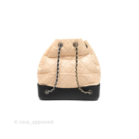 Chanel Quilted Small Gabrielle Backpack Black/Beige Aged Calfskin