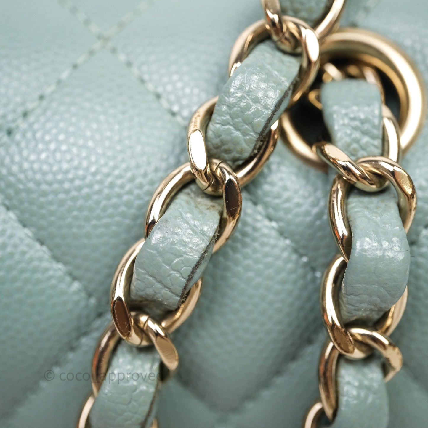 Chanel Small Quilted Classic Flap Tiffany Green Cavier Gold Hardware