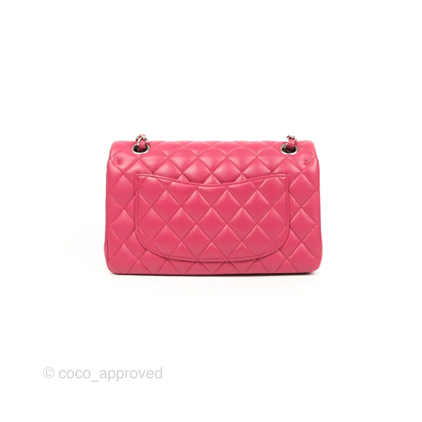 Chanel Small Classic Flap Quilted Dark Rosy Pink Lambskin Silver Hardware