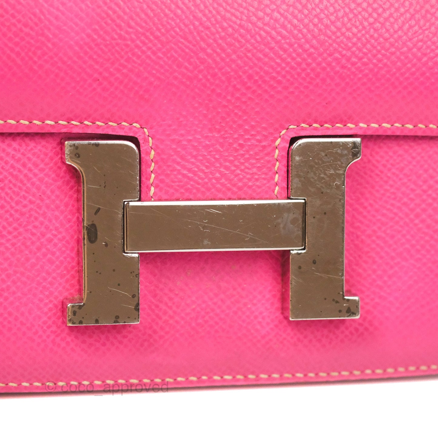 Hermès Constance Mini 18cm Rose Tyrien Epsom Palladium Hardware