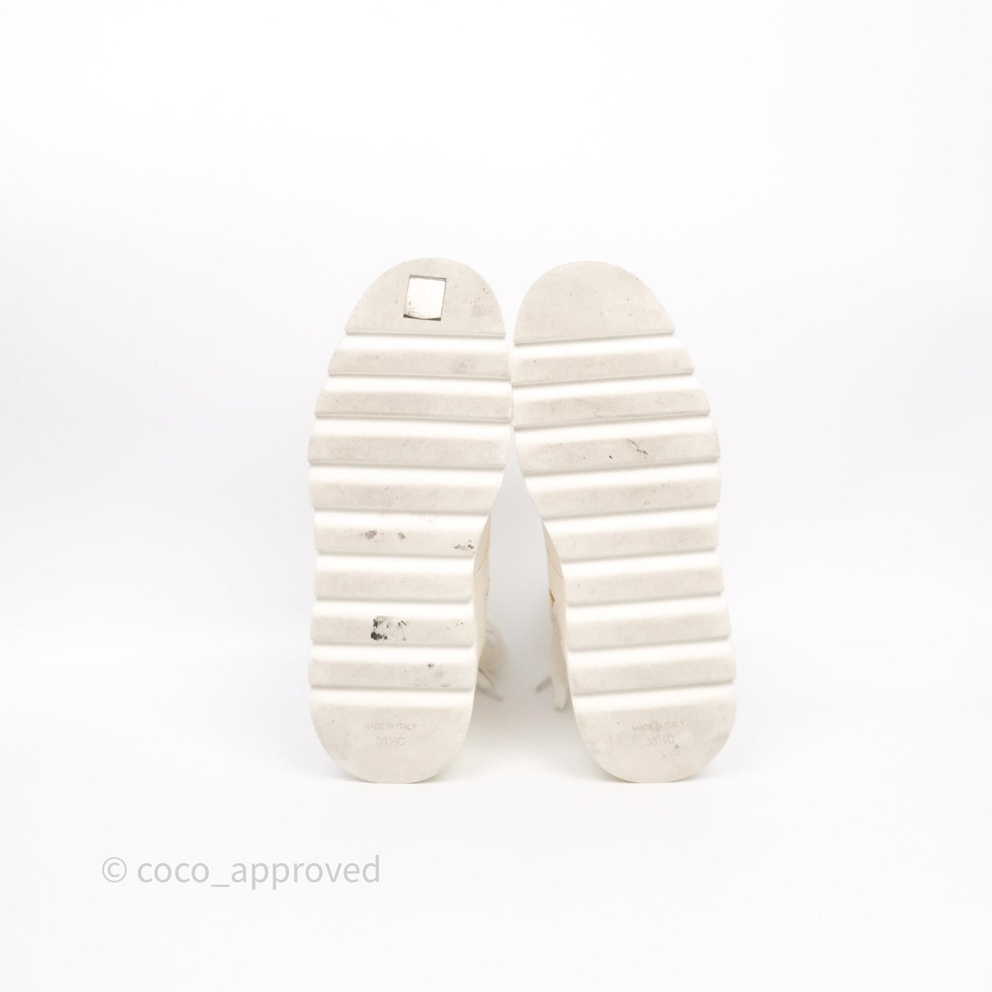 Chanel Logo Wedge Combat Boots White Size 38.5