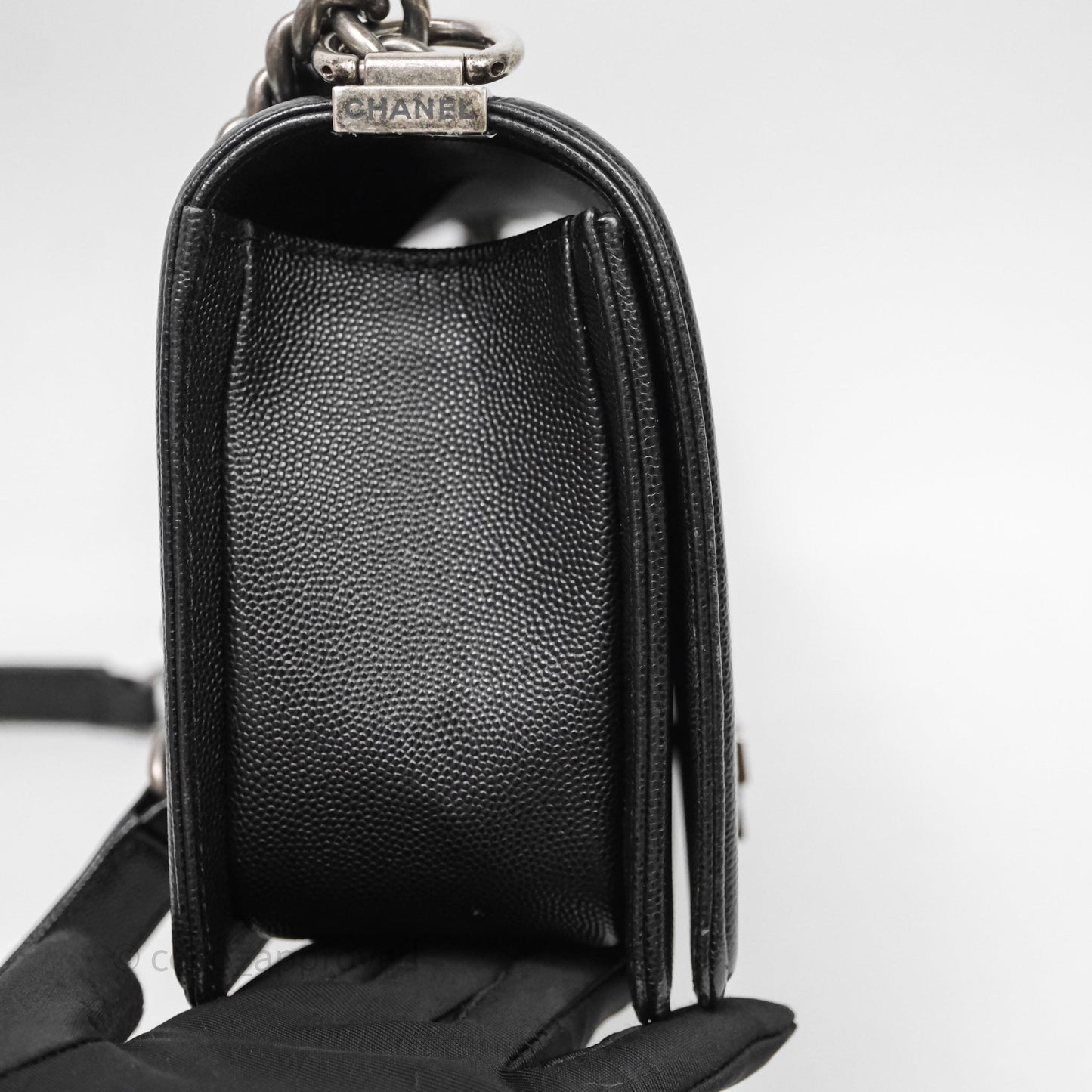 Chanel Medium Boy Quilted Black Caviar Ruthenium Hardware