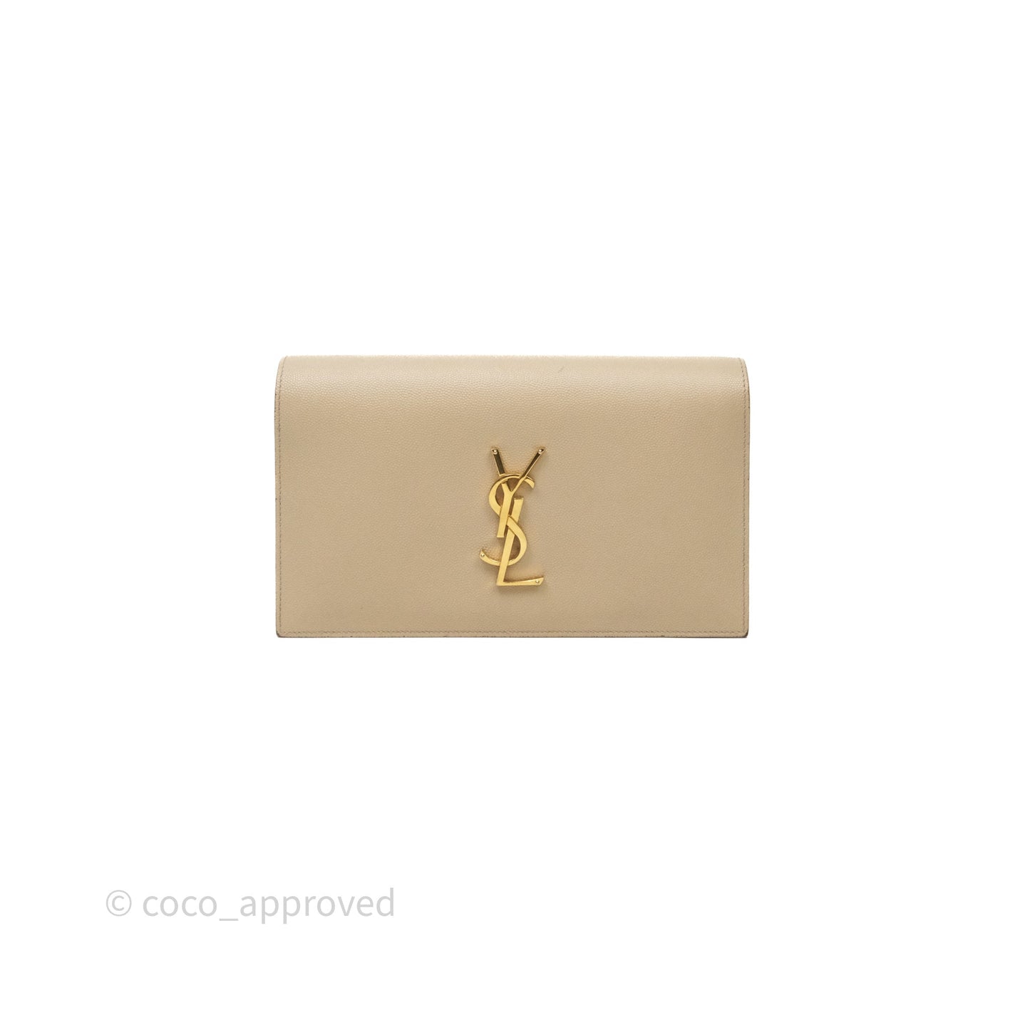 Saint Laurent Kate Clutch Monogram Beige Grain De Poudre Gold Hardware
