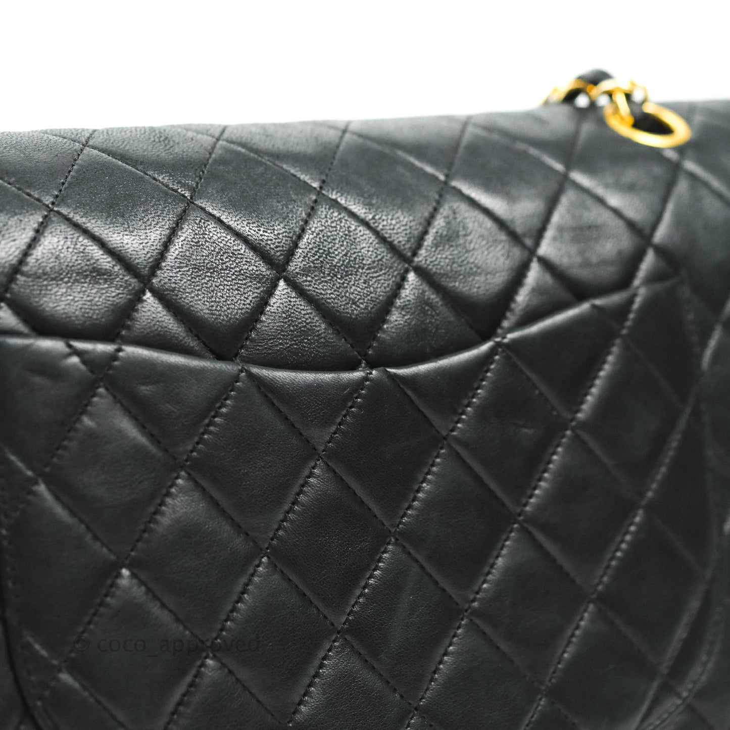 Chanel Vintage M/L Quilted Lambskin Medium Double Flap Bag Black