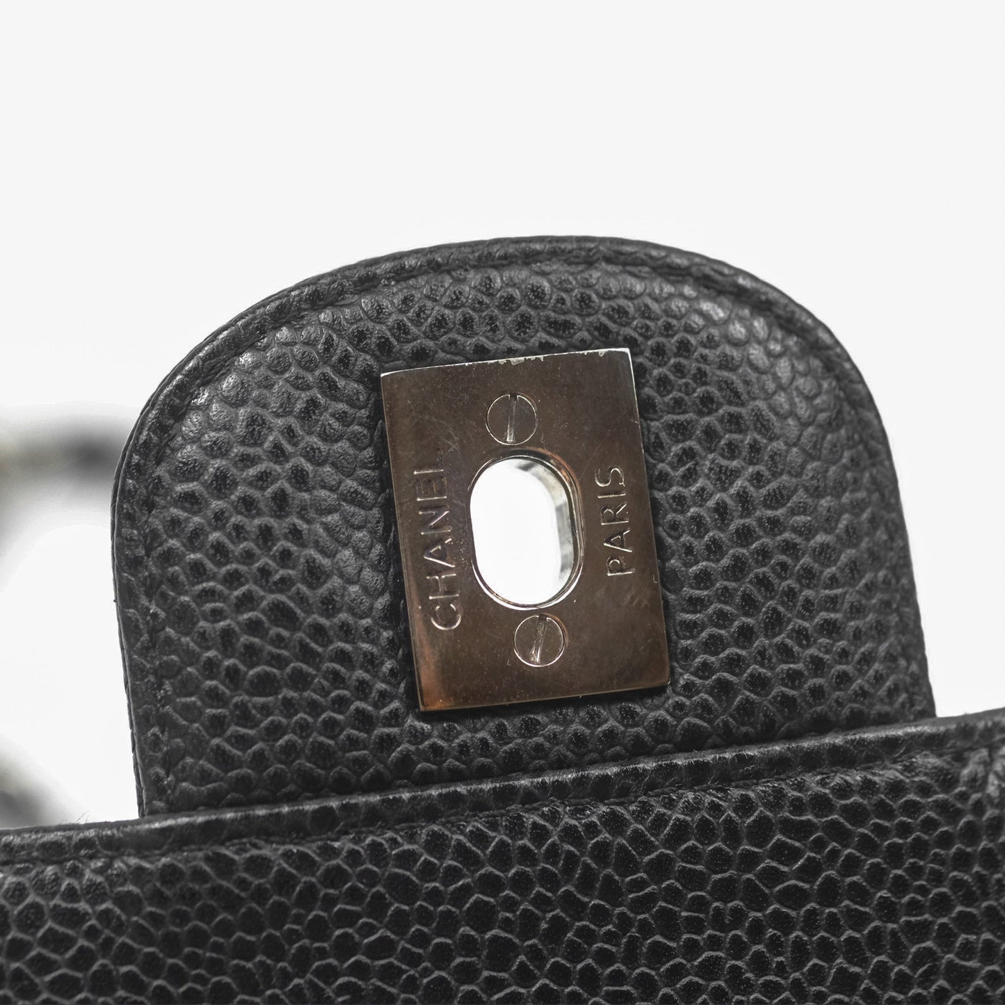 Chanel Mini Square Flap Quilted Black Caviar Silver Hardware
