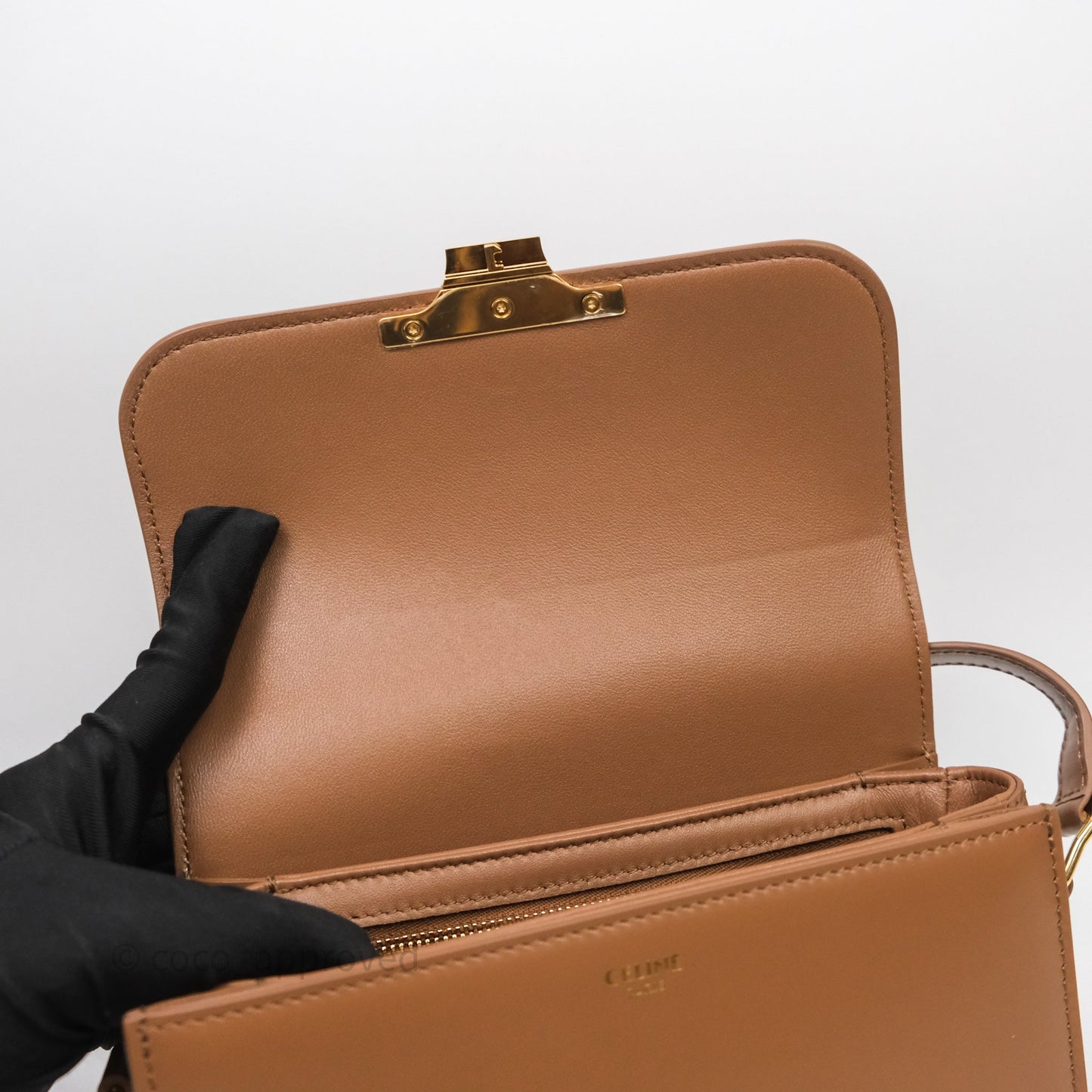 Celine Teen Triomphe Bag Shiny Calfskin Brown