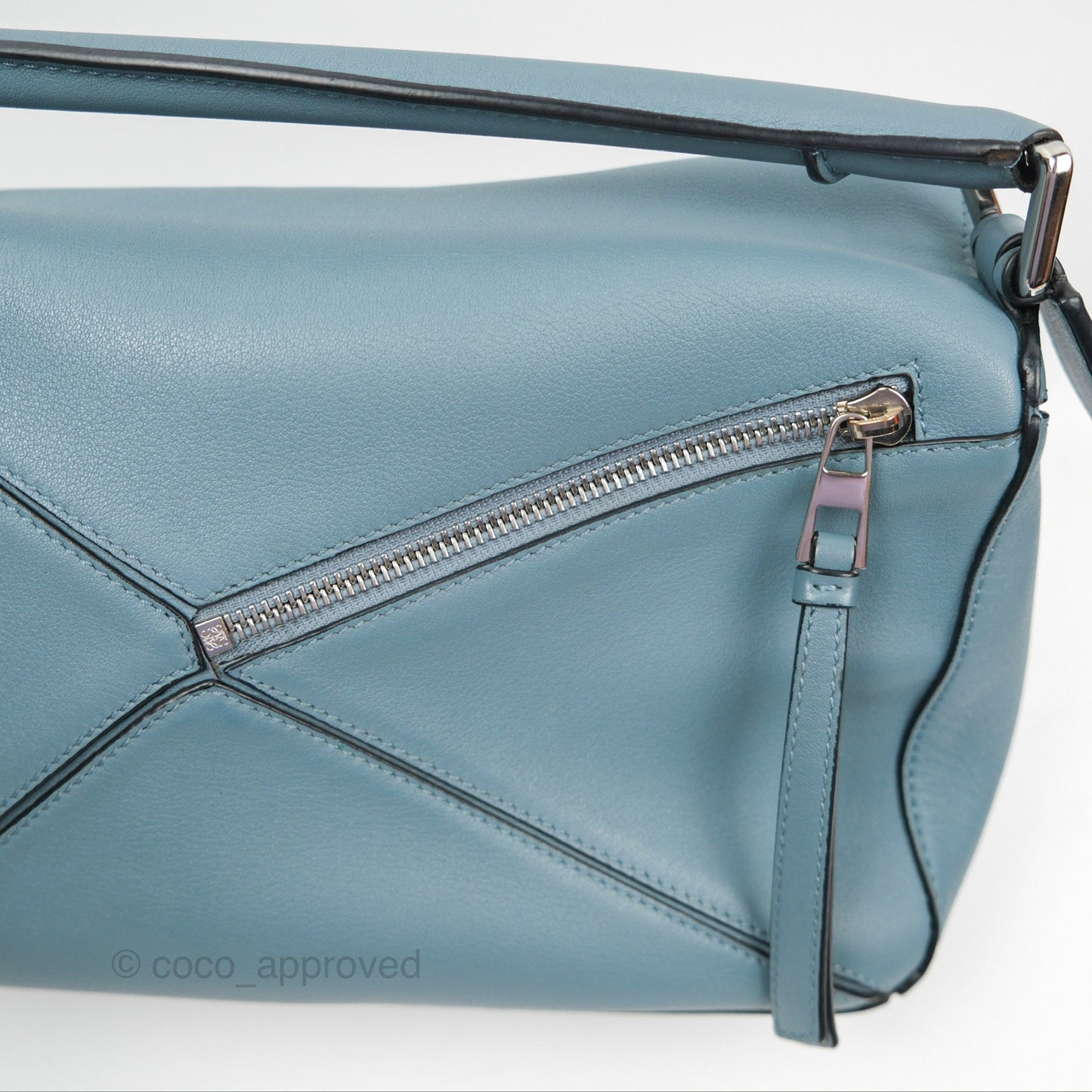Loewe Small Puzzle Bag Stone Blue Calfskin Silver Hardware