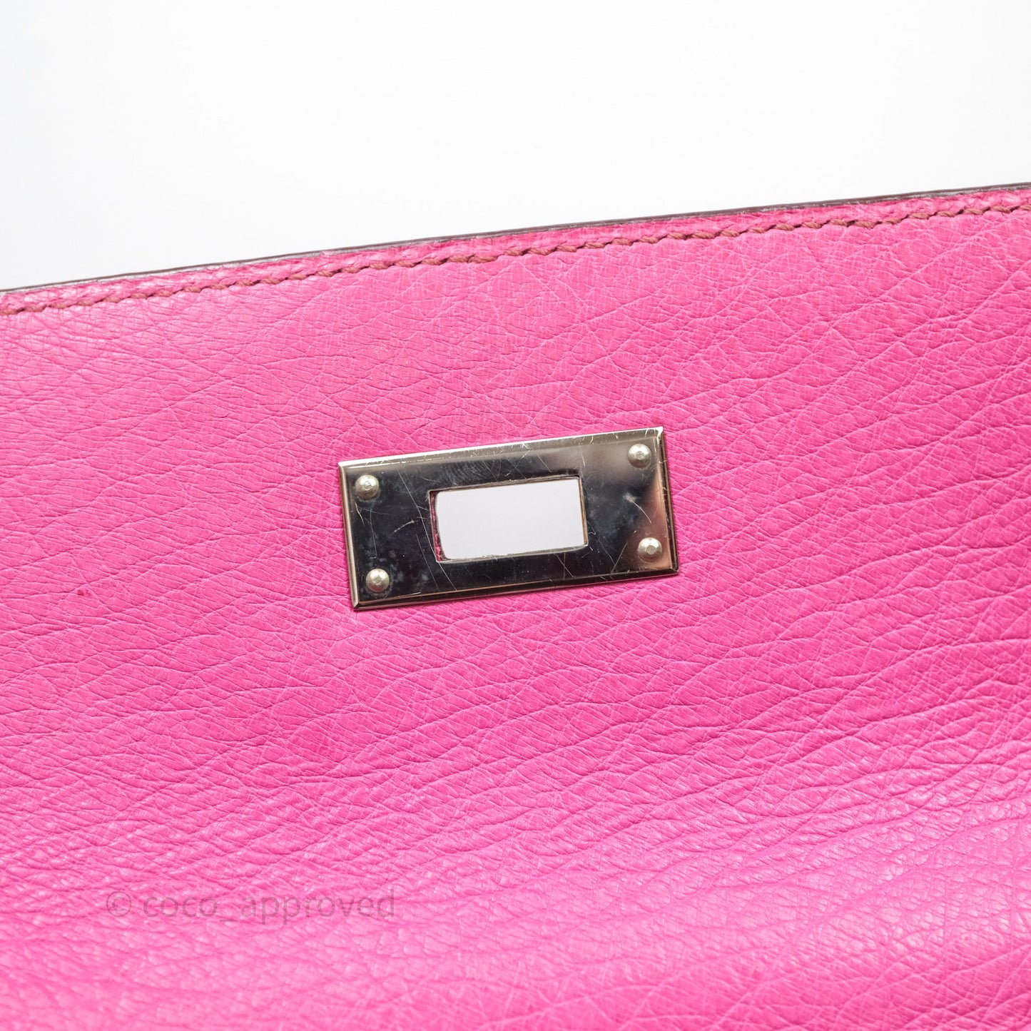 Hermes Kelly 32 Fuchsia Ostrich Palladium Hardware