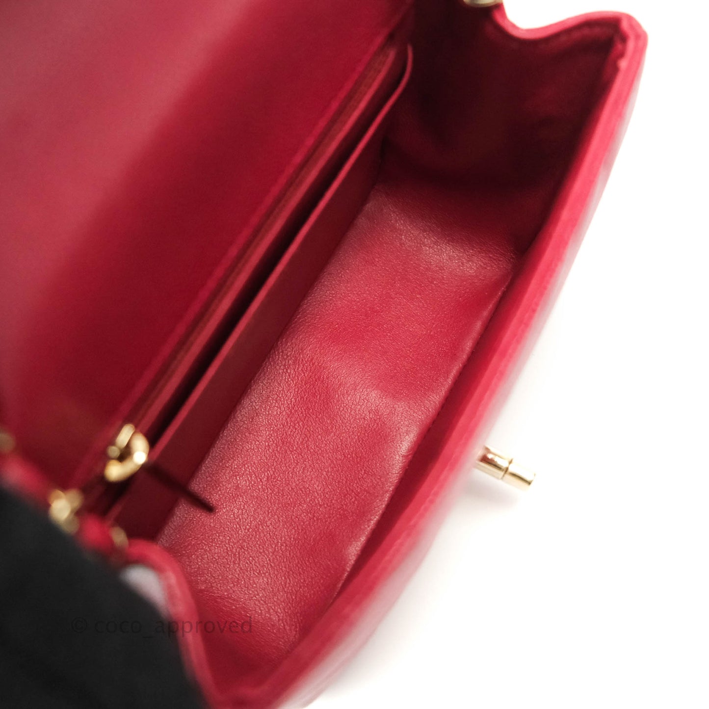 Chanel Mini Square Chevron Rosy Red Caviar Gold Hardware 18B