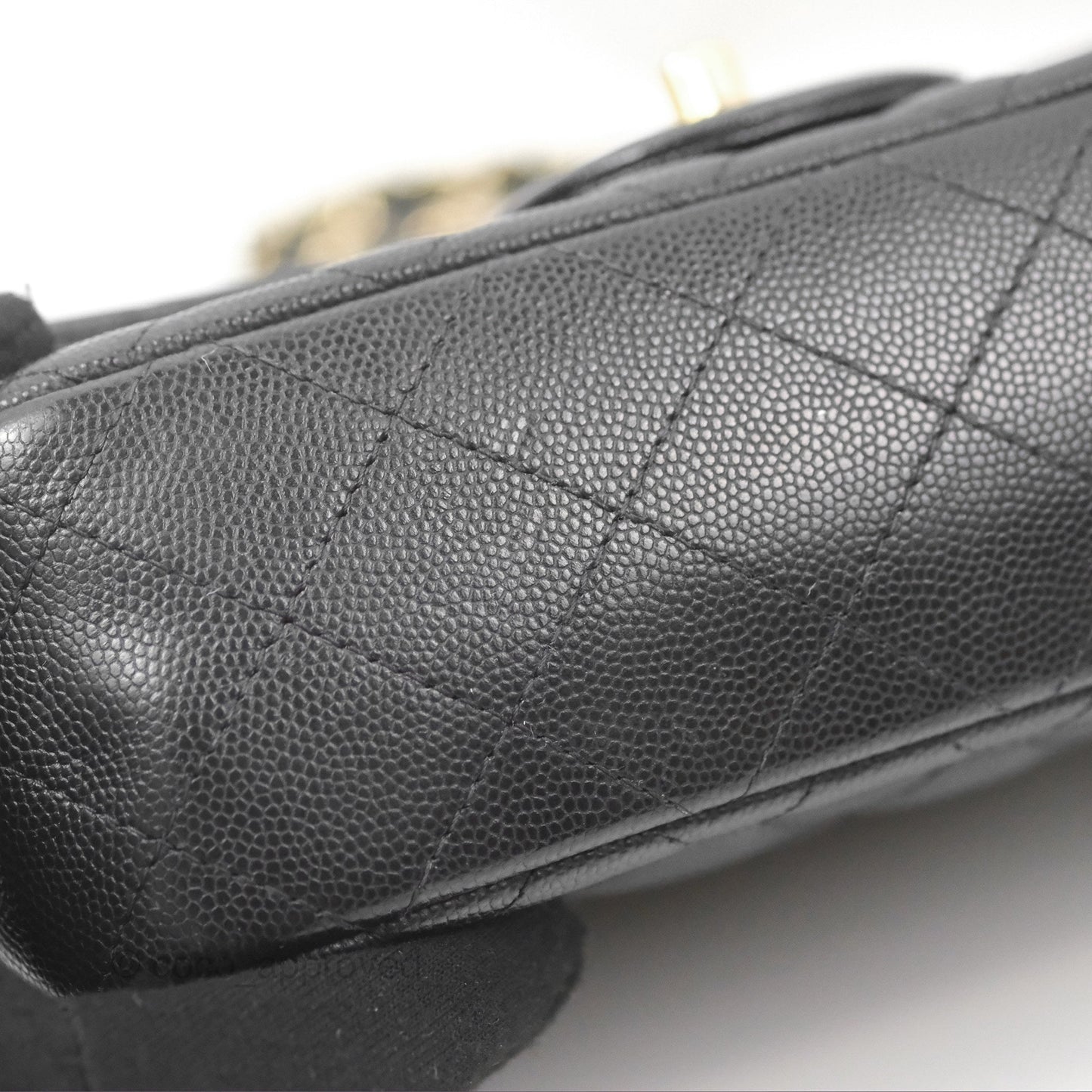Chanel Quilted Mini Rectangular Black Caviar Gold Hardware 17B