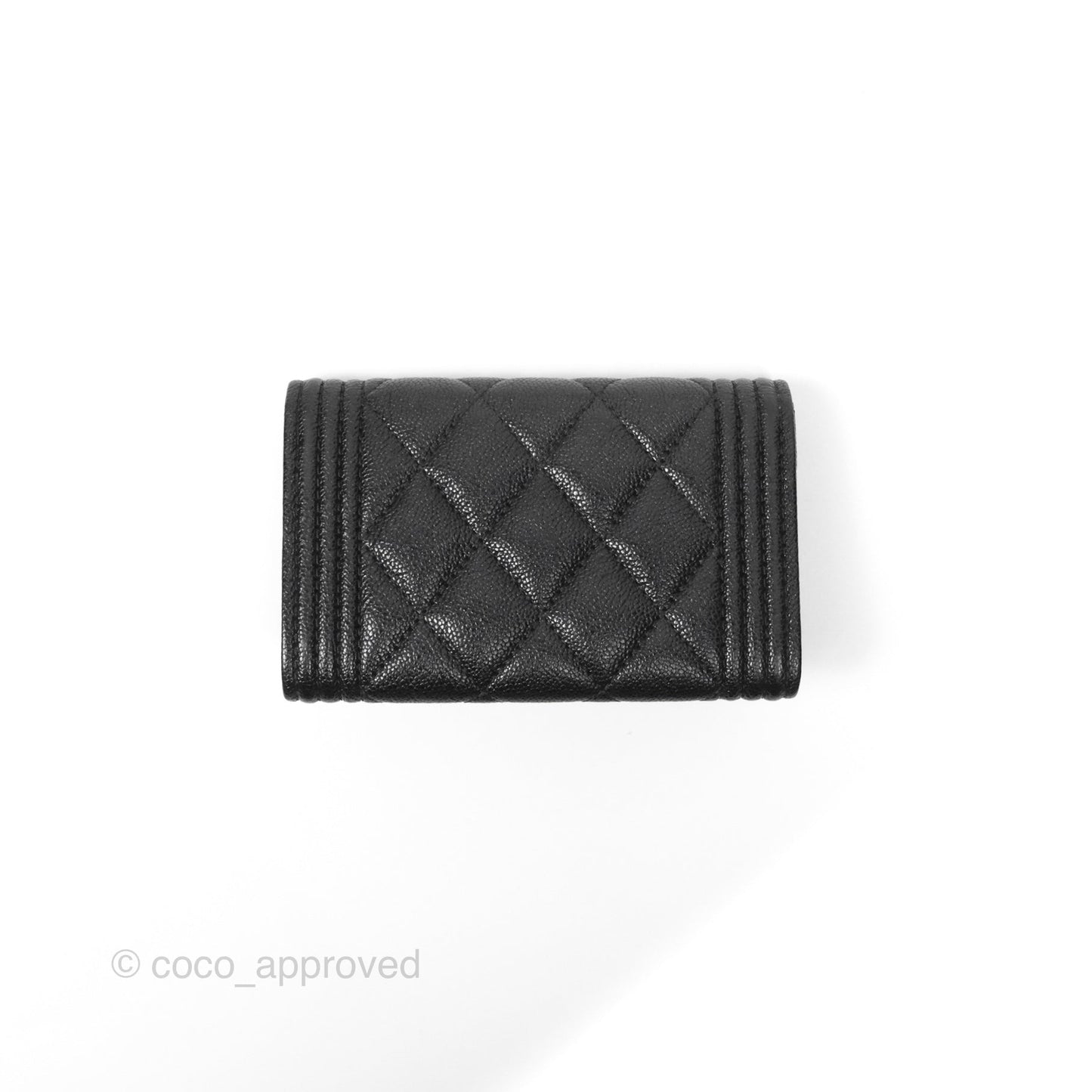 Chanel Quilted Boy Flap Card Holder Black Caviar Gold Hardware
