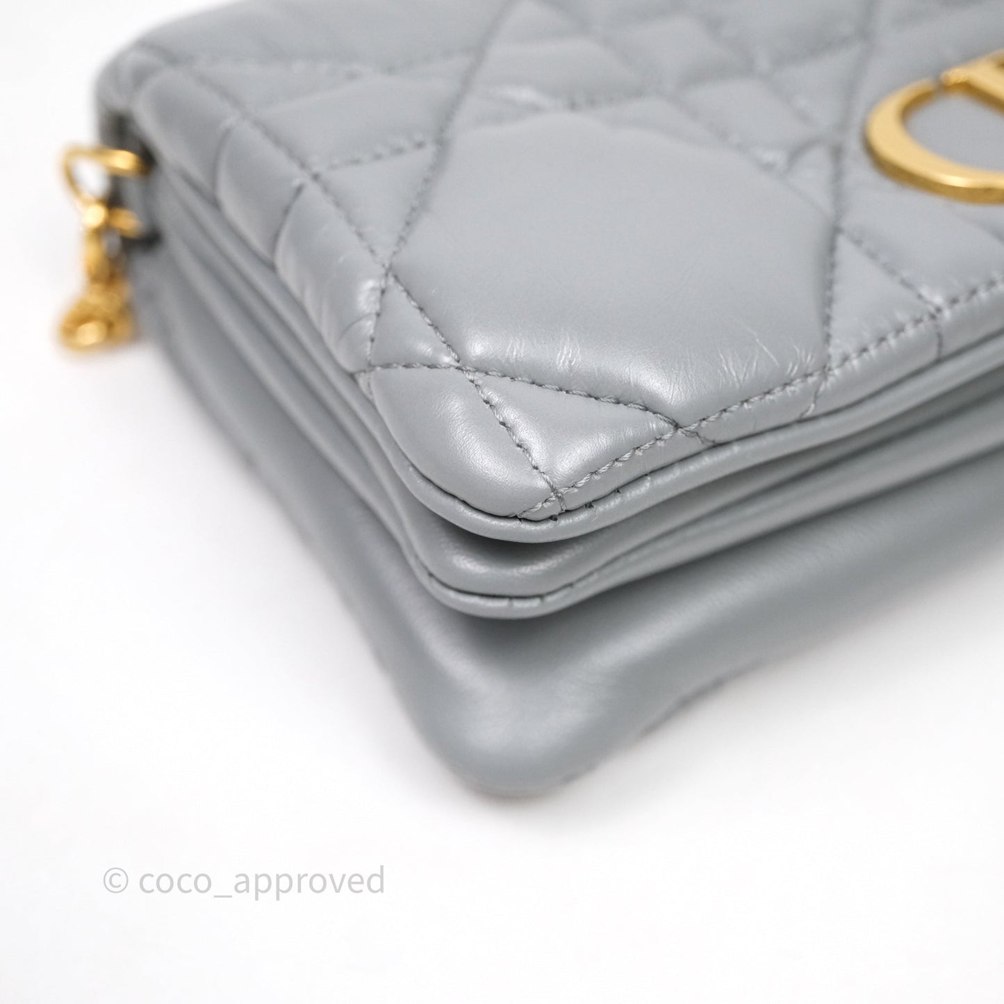 Christian Dior Mini Caro Bag Grey Macrocannage