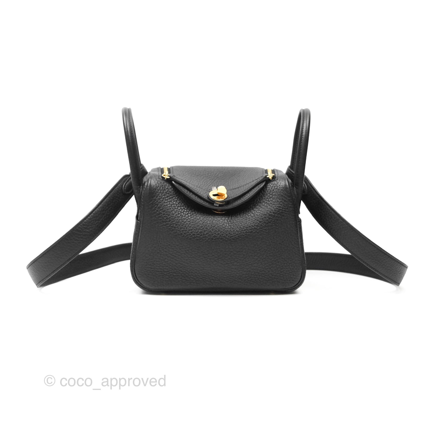 Hermès Mini Lindy 20 Black Clemence Gold Hardware