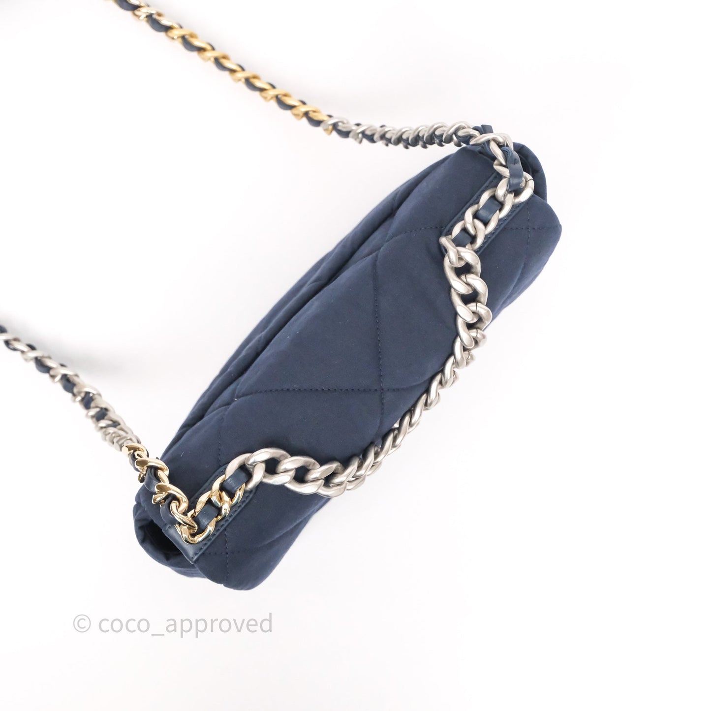 Chanel 19 Small Dark Navy Fabric Mixed Hardware