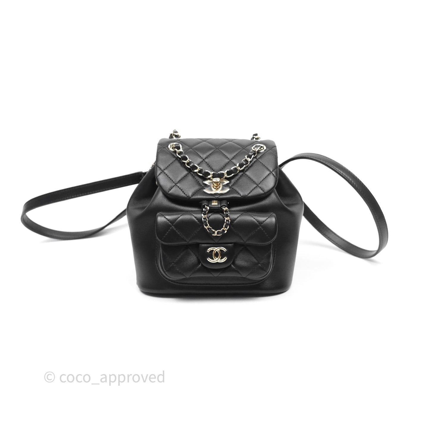 Chanel Small Duma Drawstring Backpack Black Lambskin Gold Hardware
