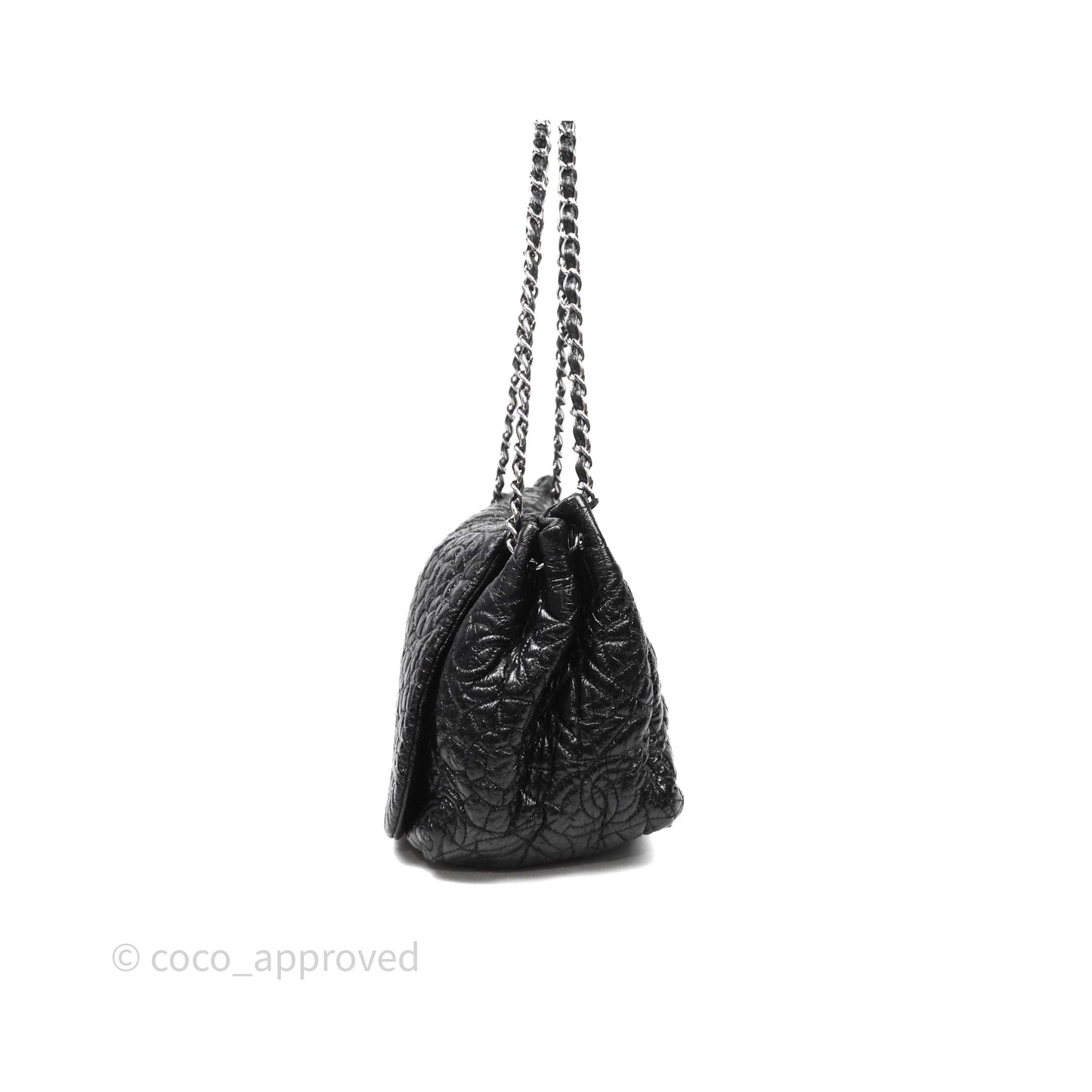 Chanel Black Vinyl Graphic Edge Flap Bag Silver Hardware⁣⁣