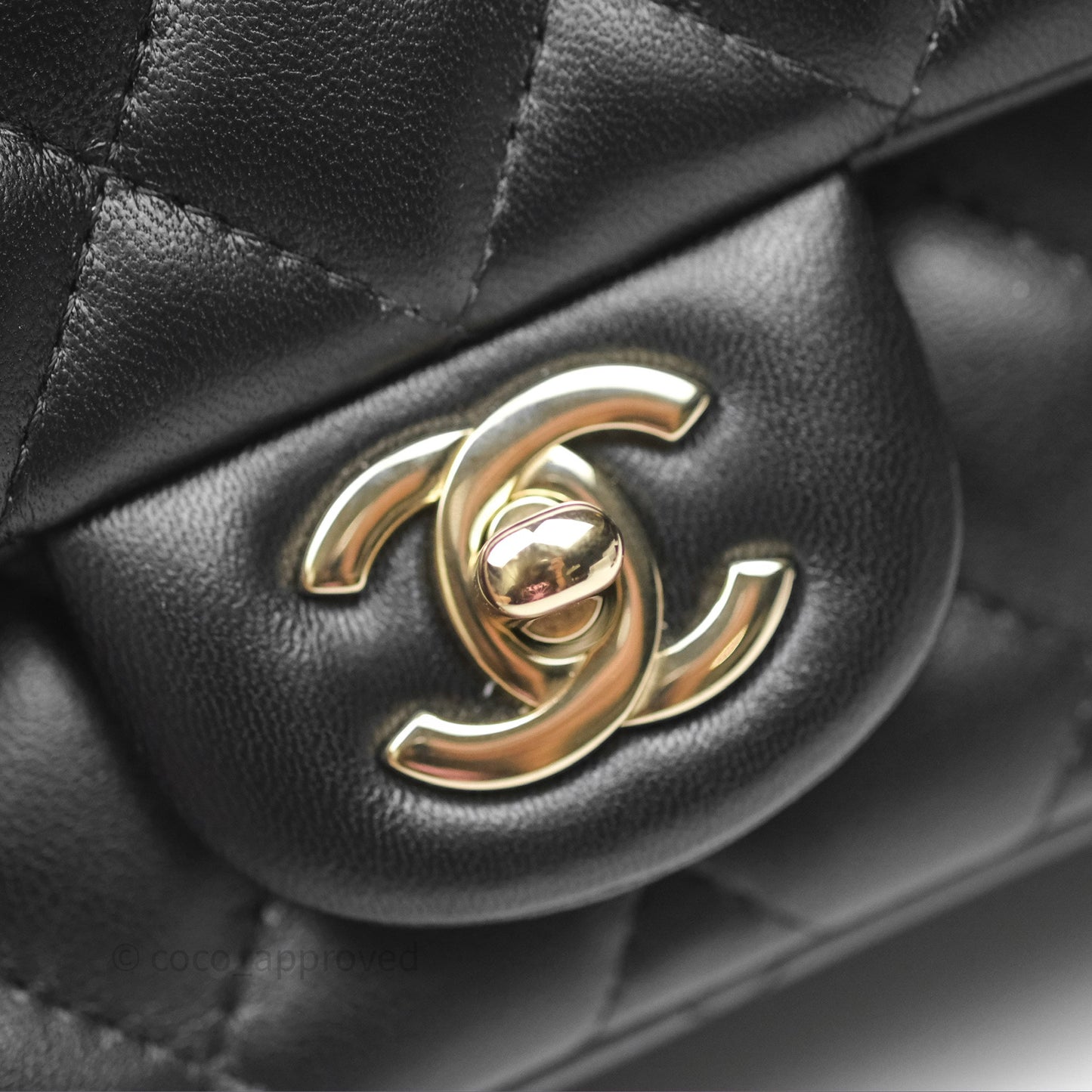 Chanel Mini Square Flap Quilted Black Lambskin Gold Hardware