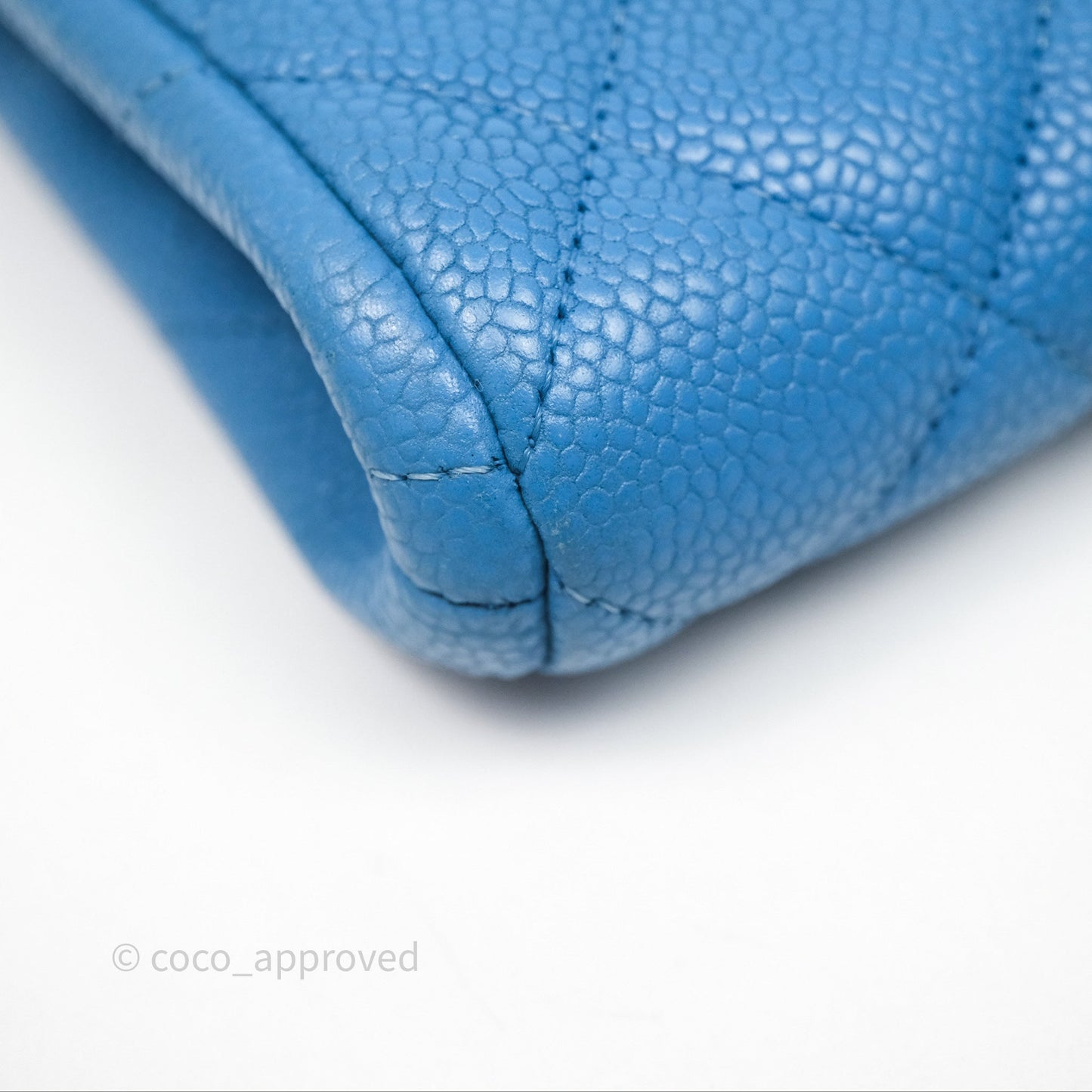 Chanel Quilted Clutch with Chain Caviar Azul Sliver Hardware
