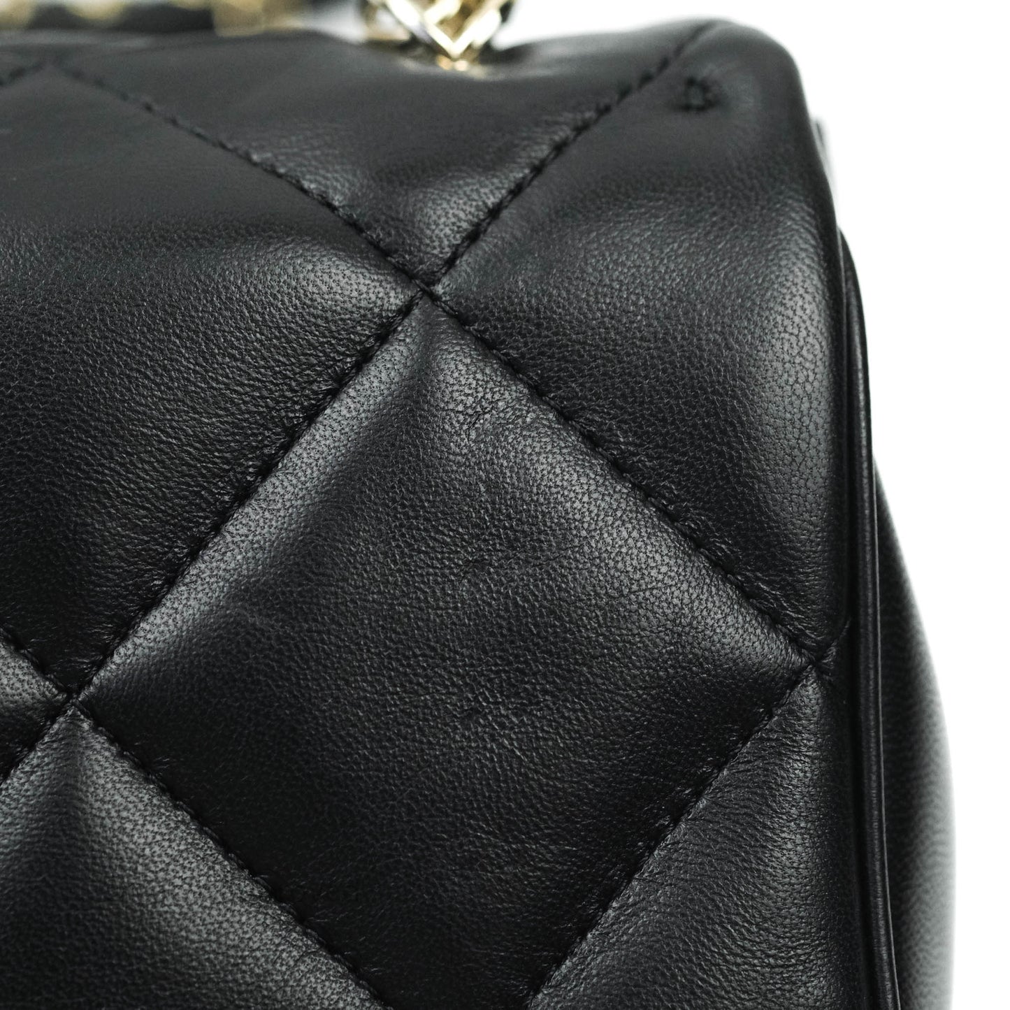 Chanel Easy Cherry Flap Bag With Handle Black Lambskin Gold Hardware 19K