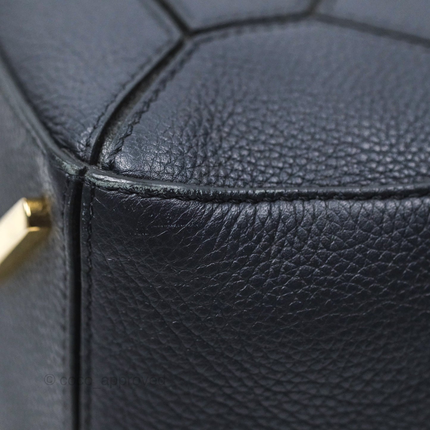 Loewe Medium Puzzle Bag Navy Calfskin Gold Hardware