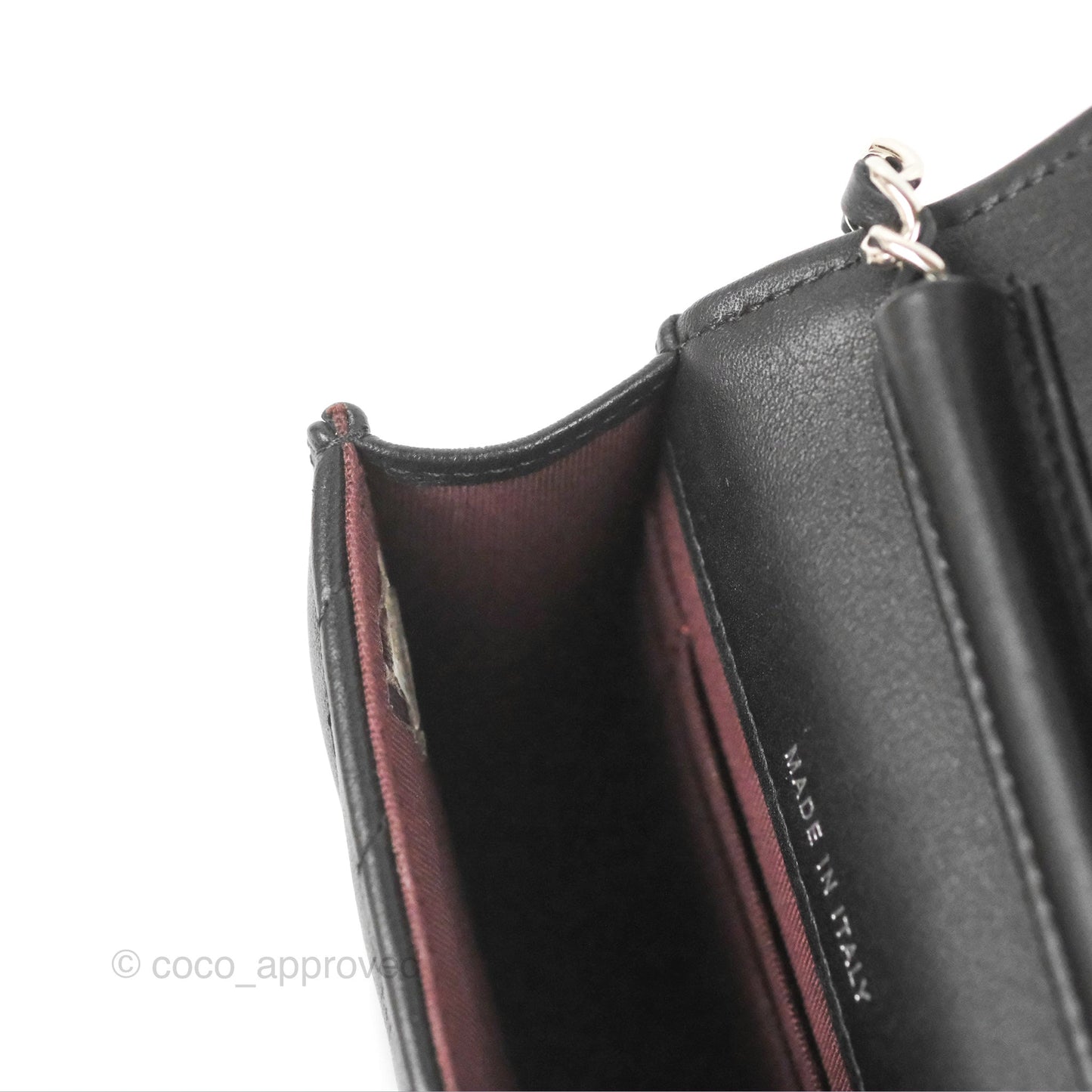 Chanel Classic Chevron Phone Holder Black Calfskin Silver Hardware
