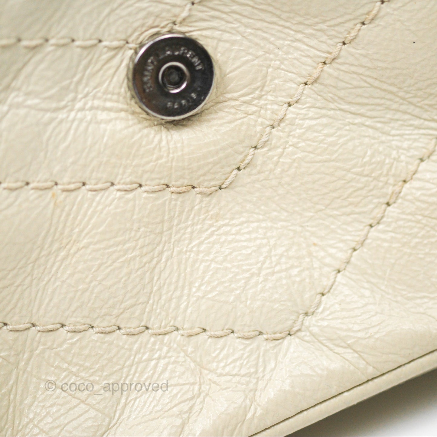 Saint Laurent Niki Baby Chain Bag Blanc Vintage Calfskin Brushed Palladium Hardware