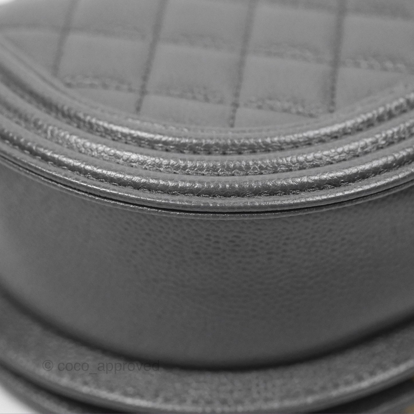 Chanel Boy Messenger Bag Grey Caviar Aged Gold Hardware