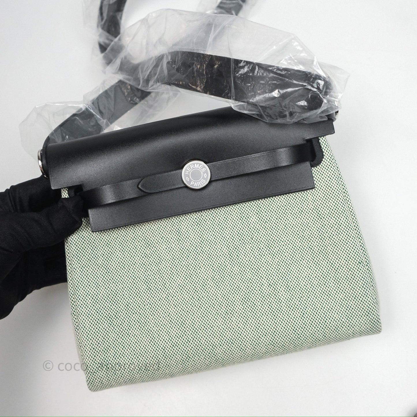 Hermès Herbag Zip 20 MinI Vert Moyen 65 Noir 89 Palladium Hardware