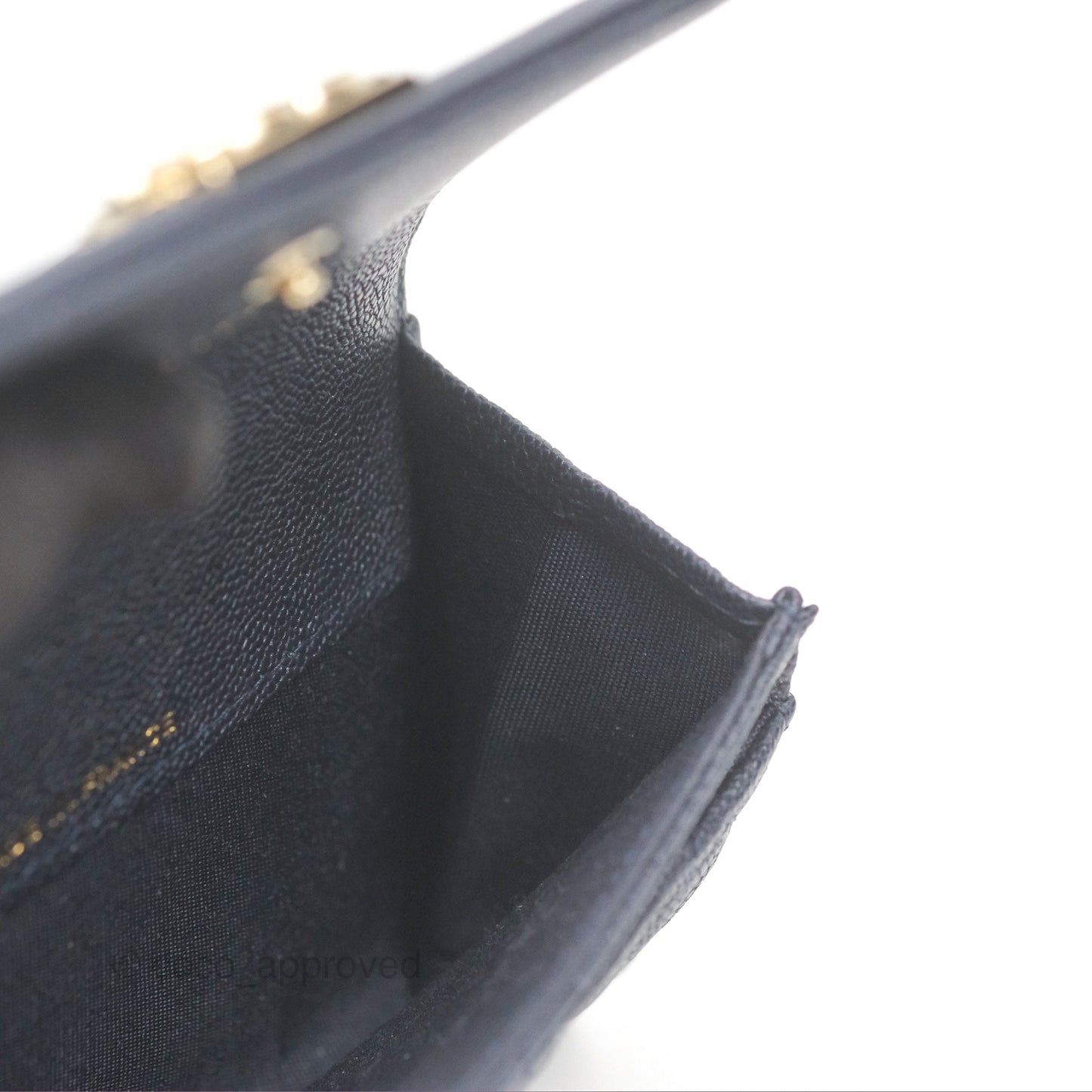 Chanel Quilted Boy Flap Card Holder Navy Caviar Gold Hardware