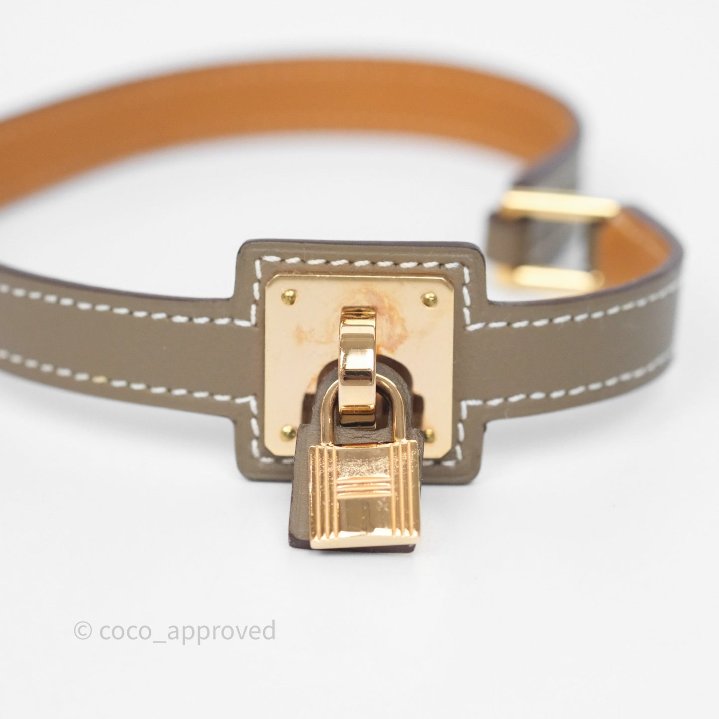 Hermès O'Kelly Double Tour Bracelet Etoupe 18 Swift Rose Gold Hardware