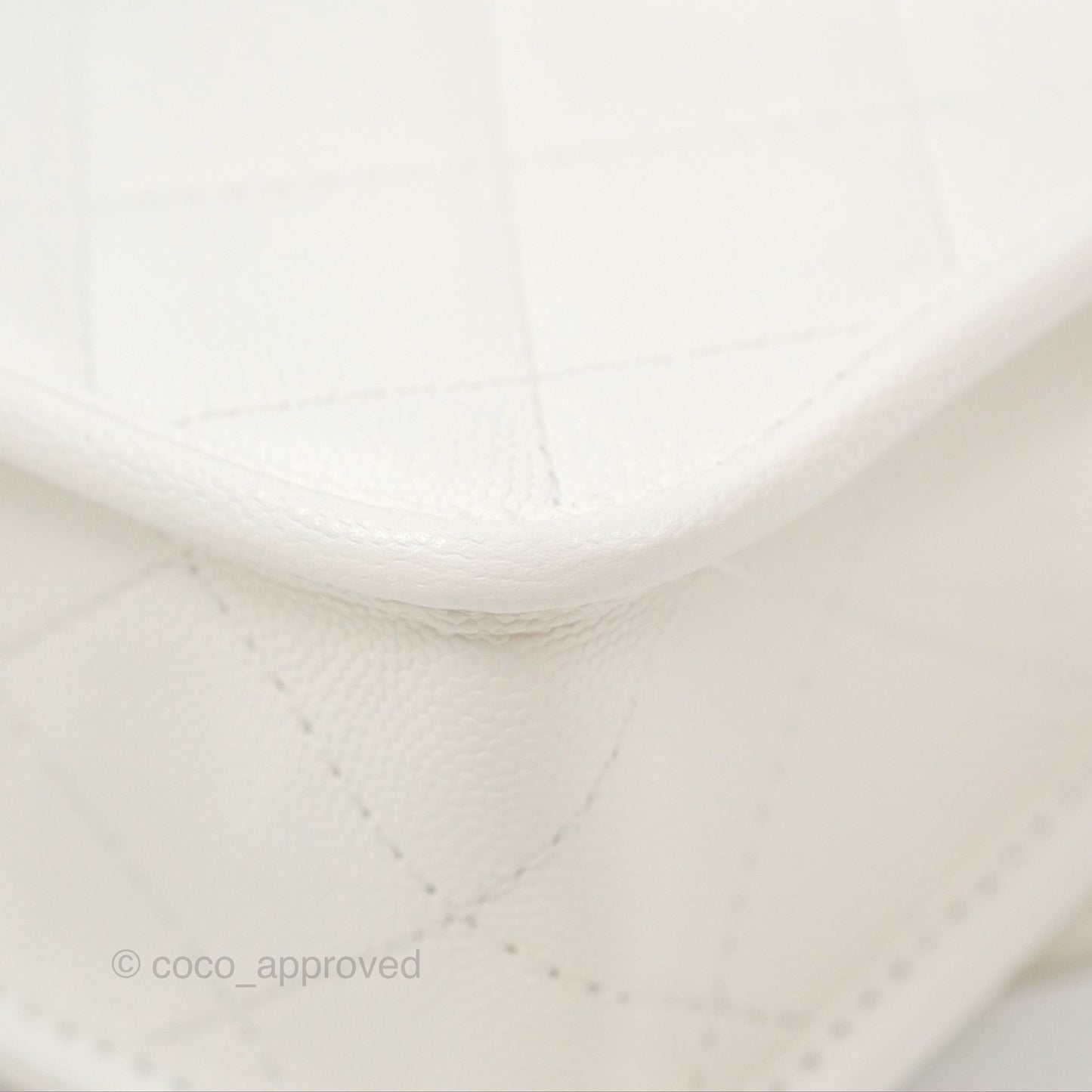 Chanel Mini School Memory Top Handle Flap White Caviar 22K