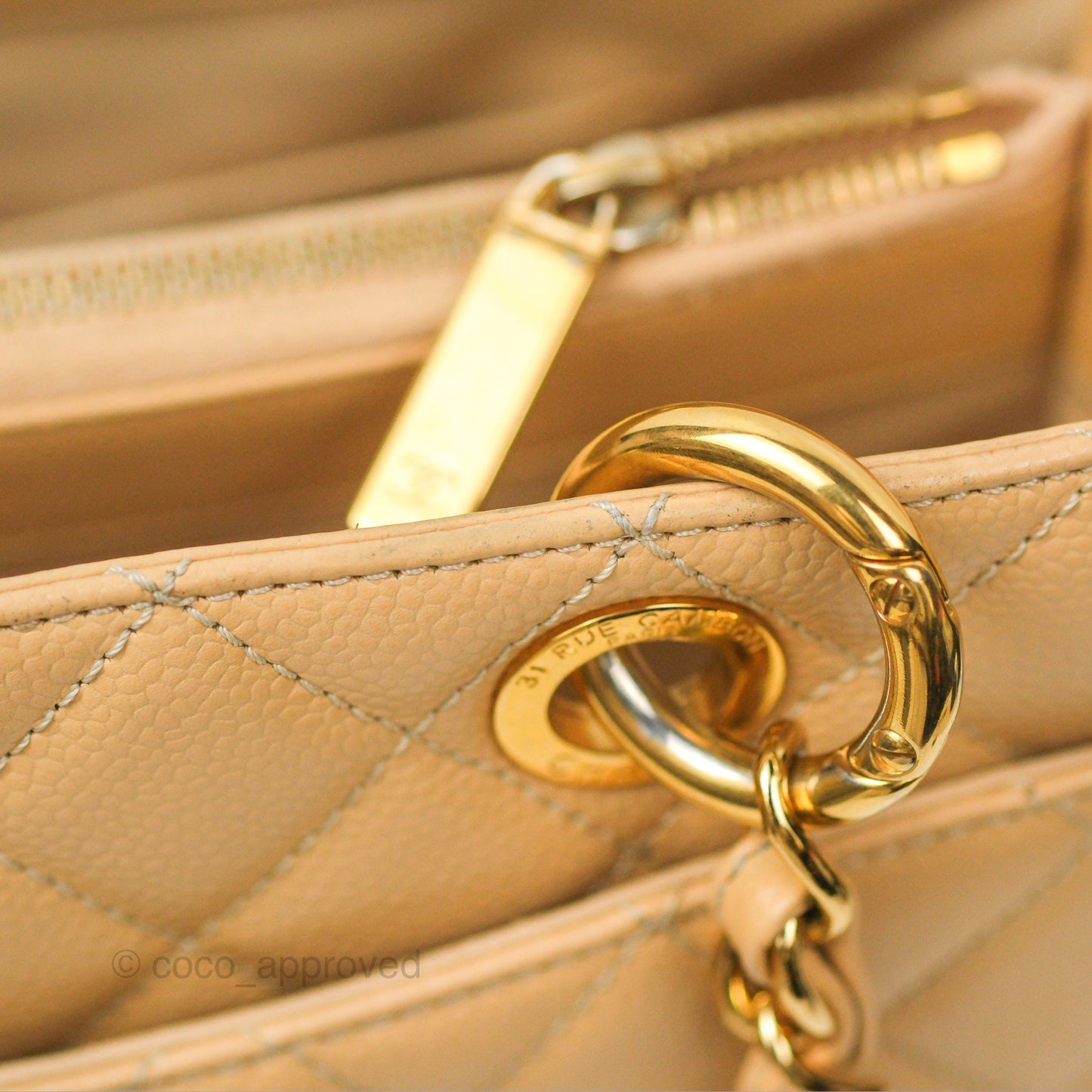 Chanel GST Beige Caviar Gold Hardware
