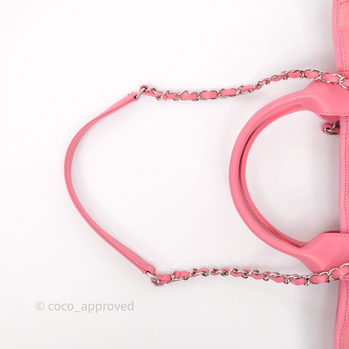 Chanel New Small Deauville Tote Pink Cotton Sliver Hardware