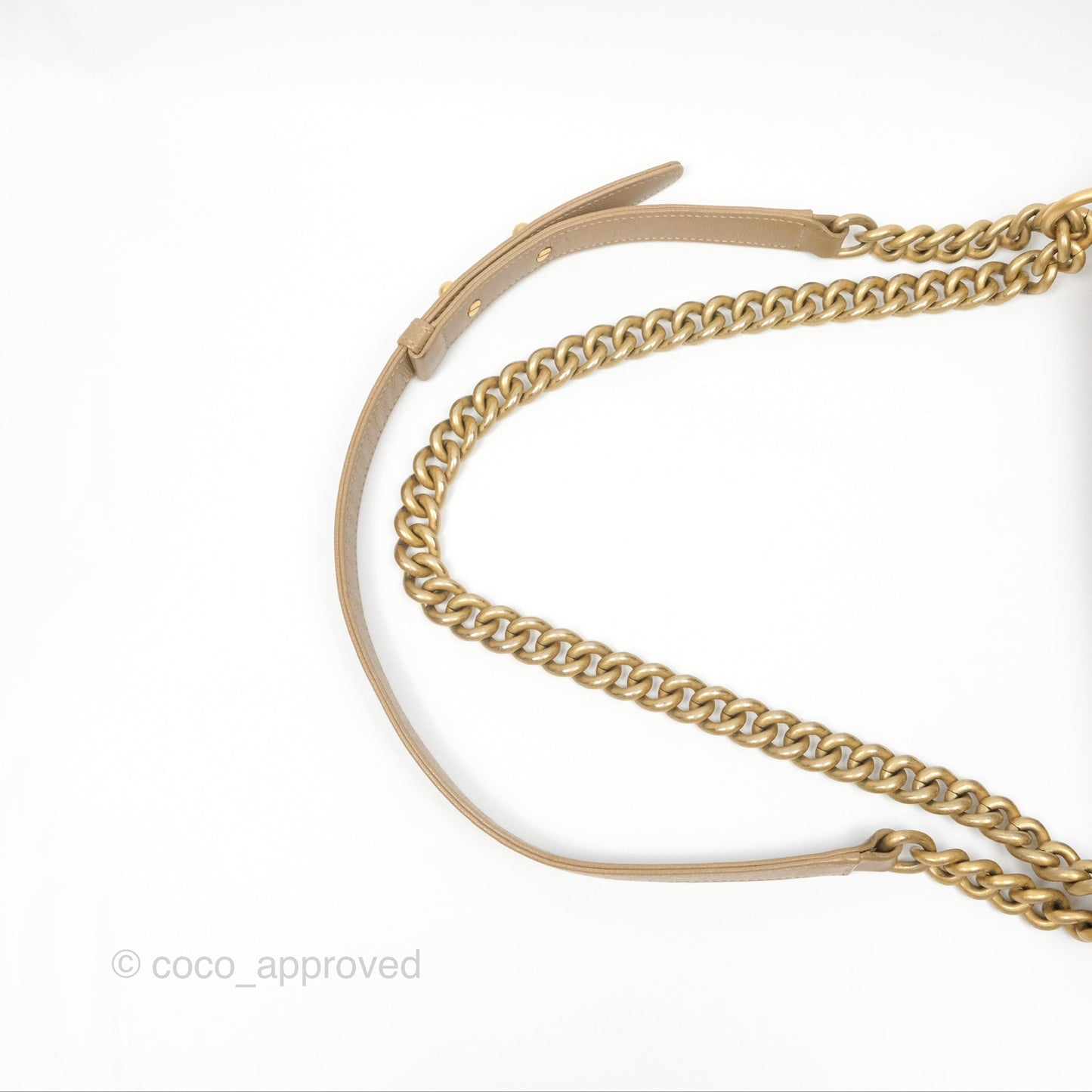 Chanel Medium Boy Chevron Beige Caviar Aged Gold Hardware