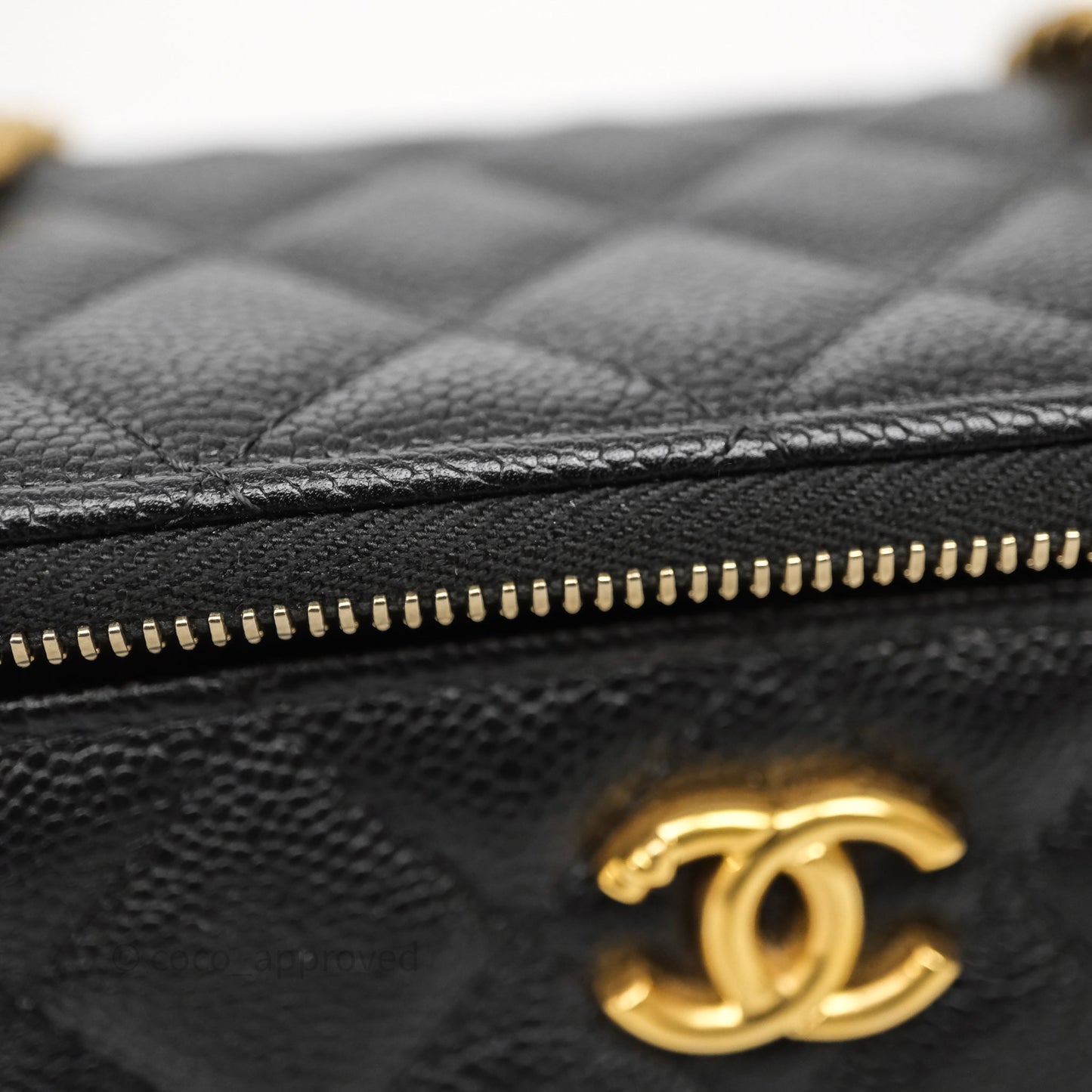 Chanel Vanity with Heart Adjustable Chain Black Caviar Aged Gold Hardware