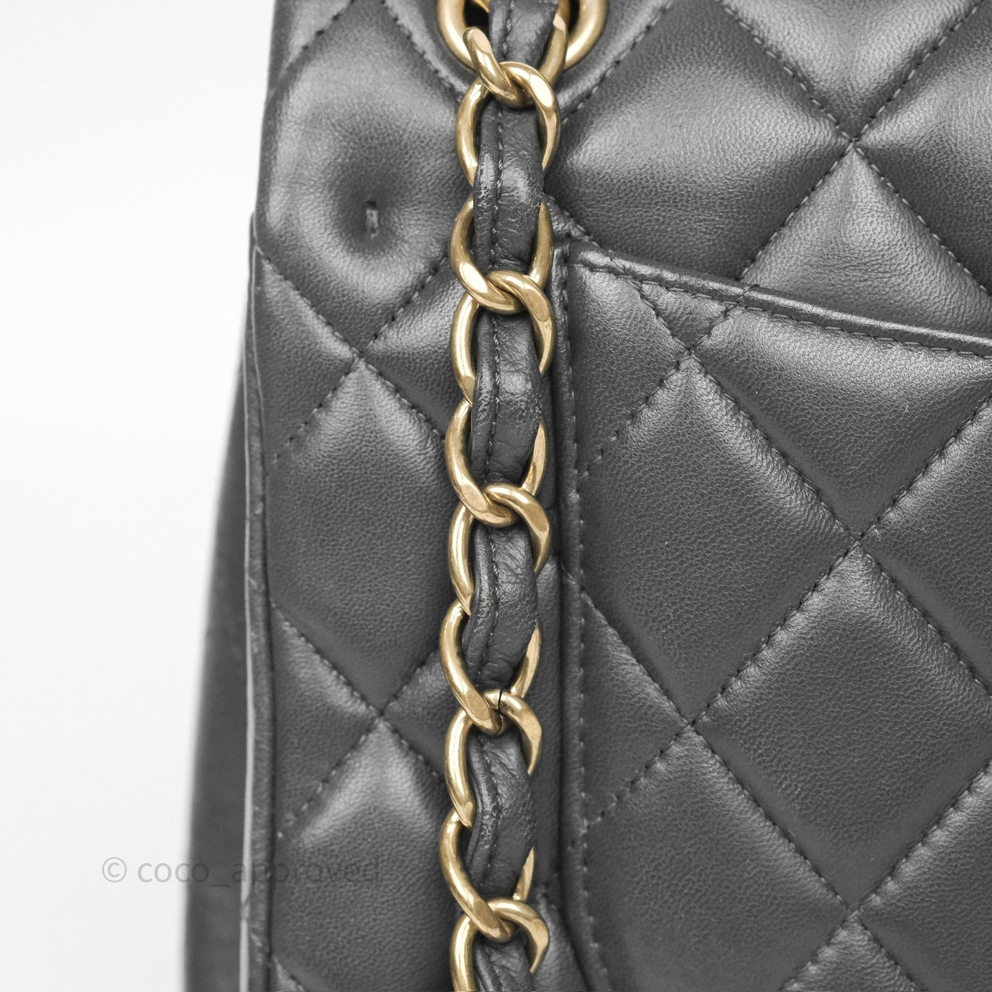 Chanel Jumbo Double Flap Dark Grey Lambskin Brushed Gold Hardware⁣⁣