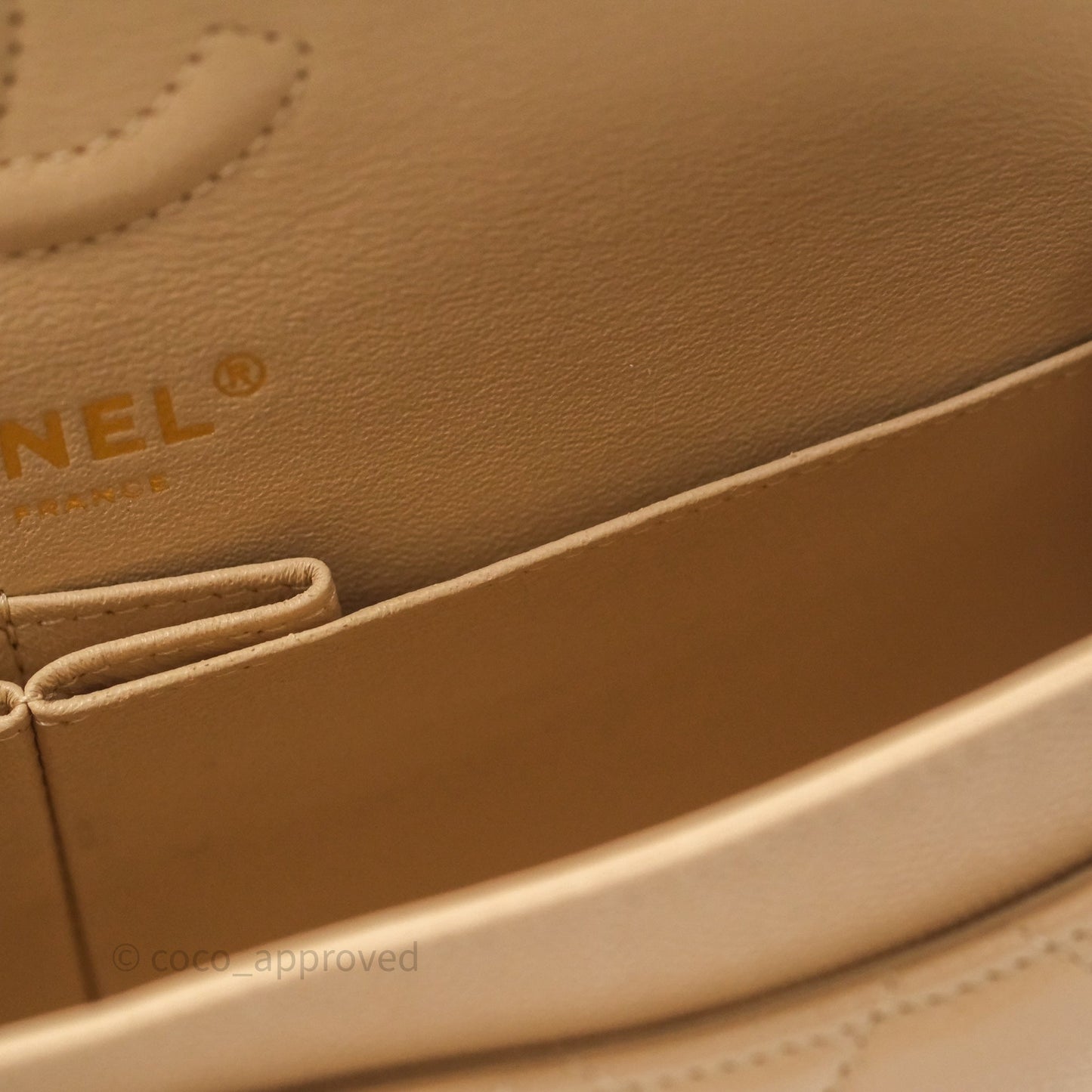 Chanel Classic Small S/M Quilted Flap Beige Caviar Gold Hardware