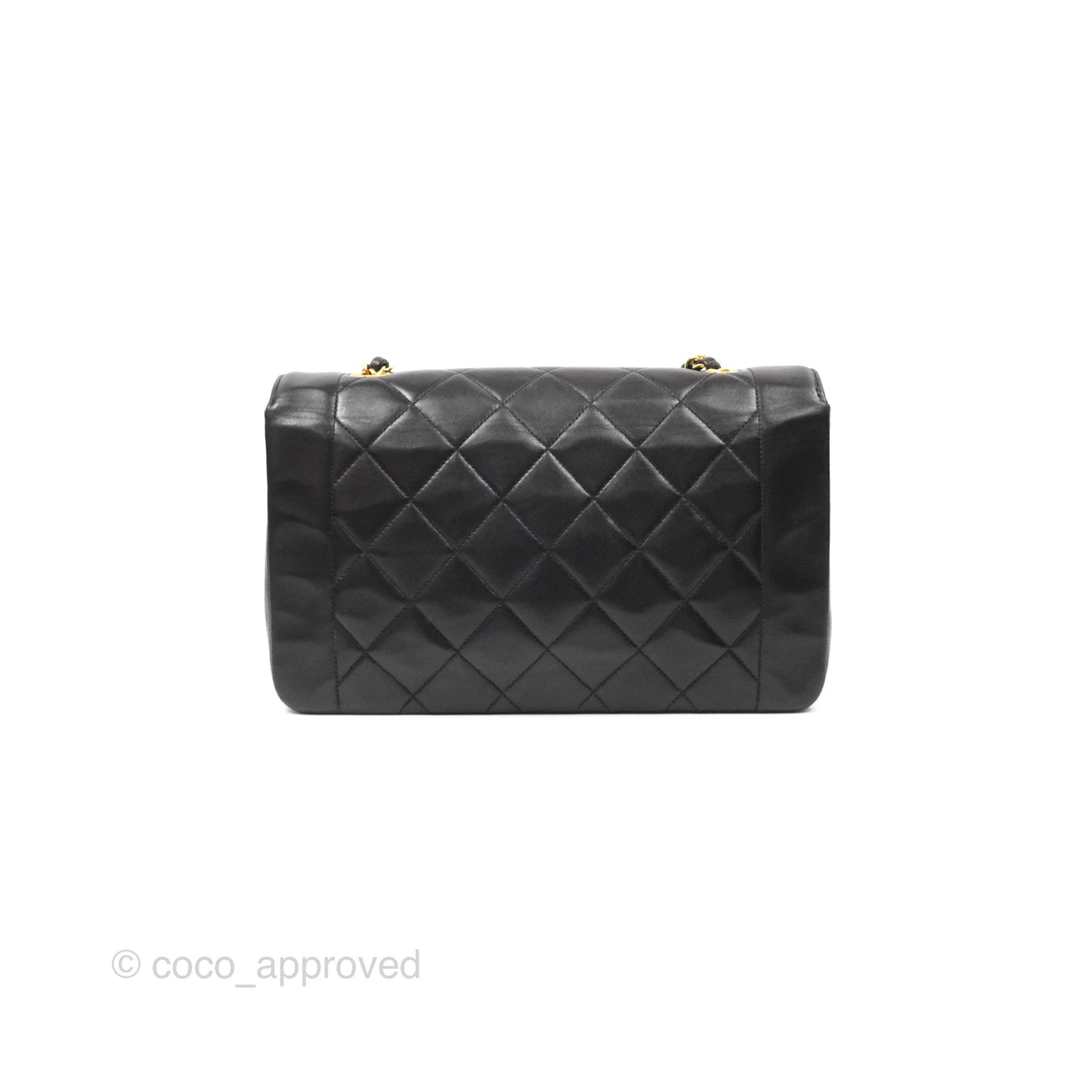 Chanel Vintage Quilted Medium Classic Diana Flap Bag Black Lambskin 24K Gold Hardware