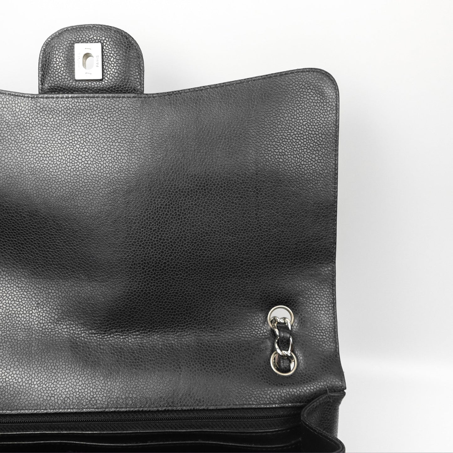 Chanel Quilted Maxi Single Flap Black Caviar Silver Hardware