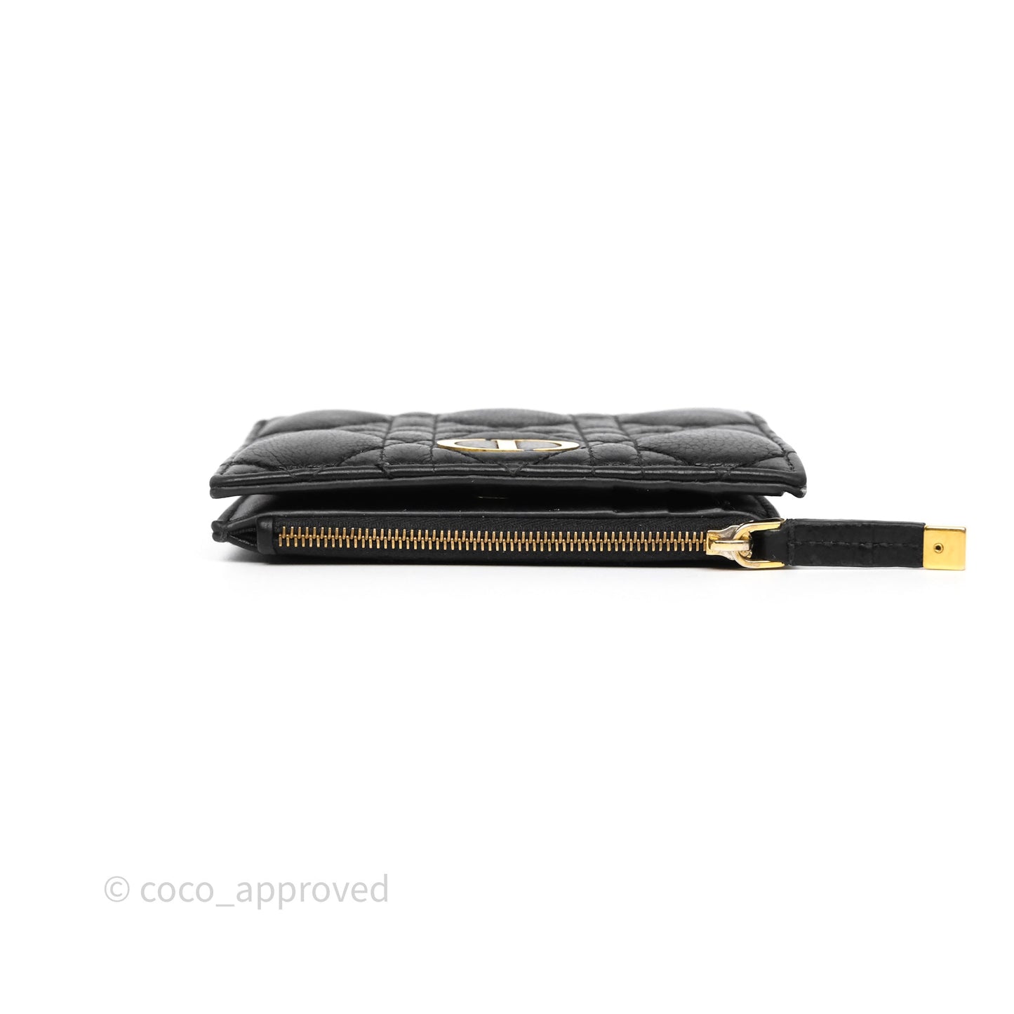 Christian Dior Caro Dahlia Wallet Black Calfskin Gold Hardware