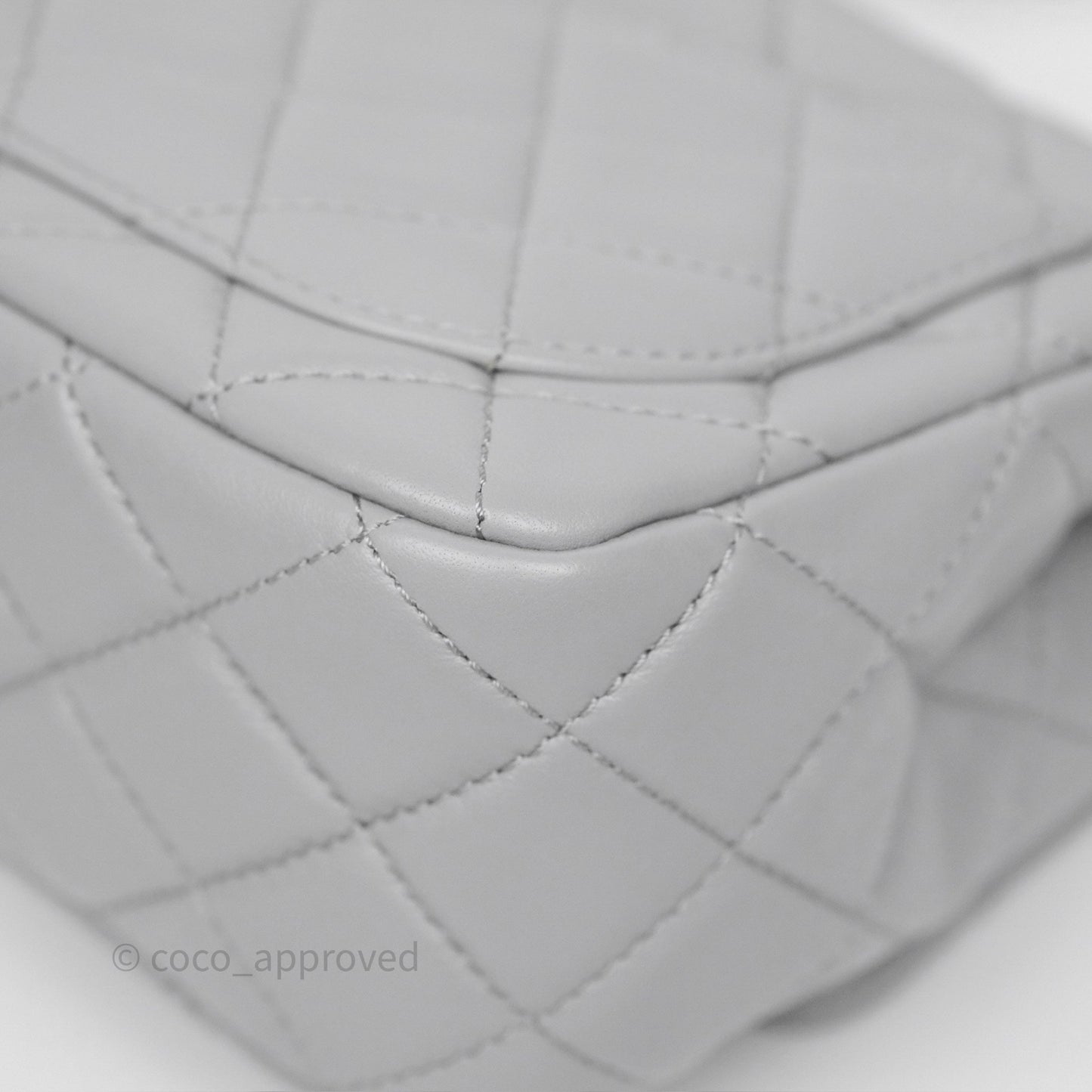 Chanel Pearl Crush Mini Square Quilted Grey Lambskin Aged Gold Hardware