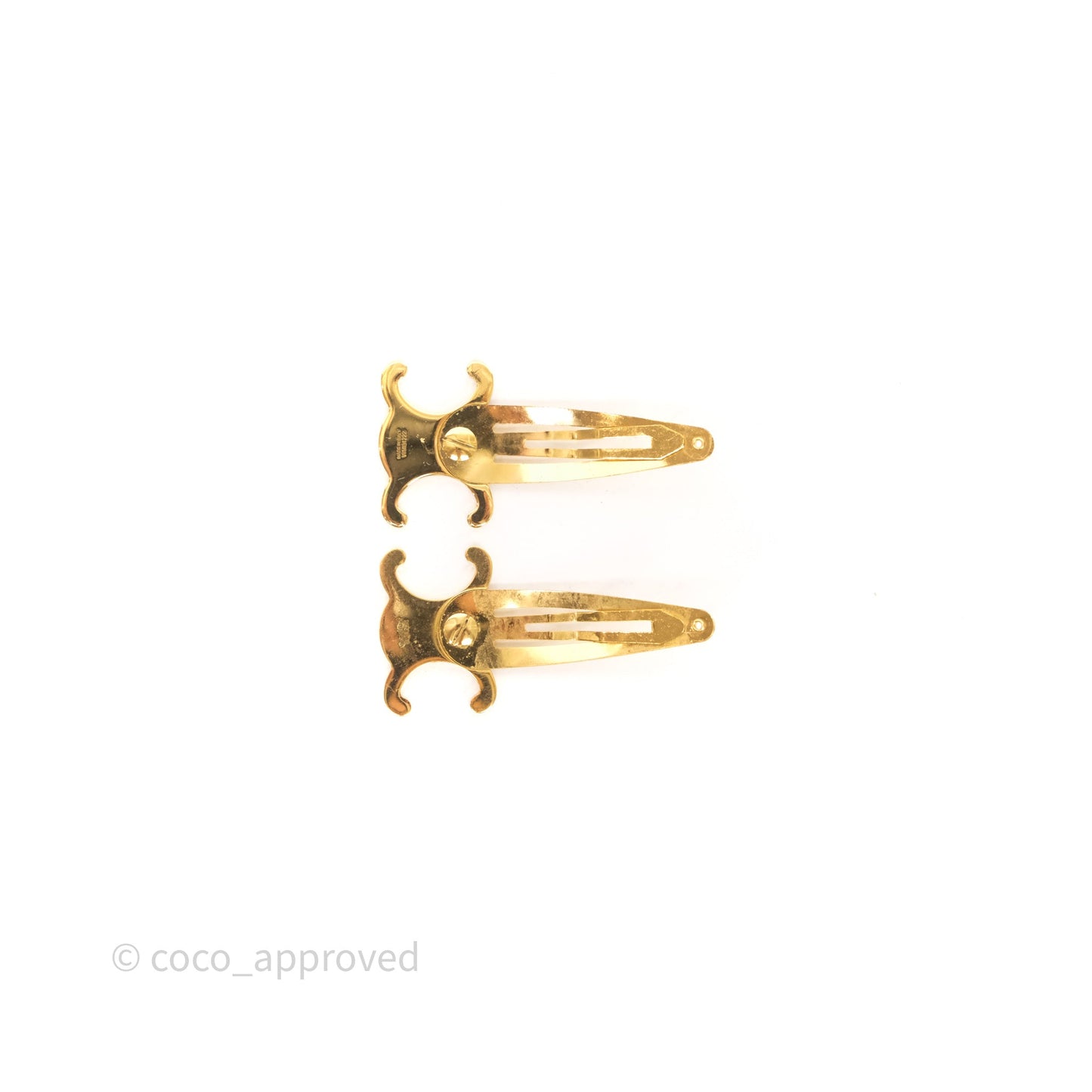Celine Set of 2 Snap Hair Clips Gold Tone