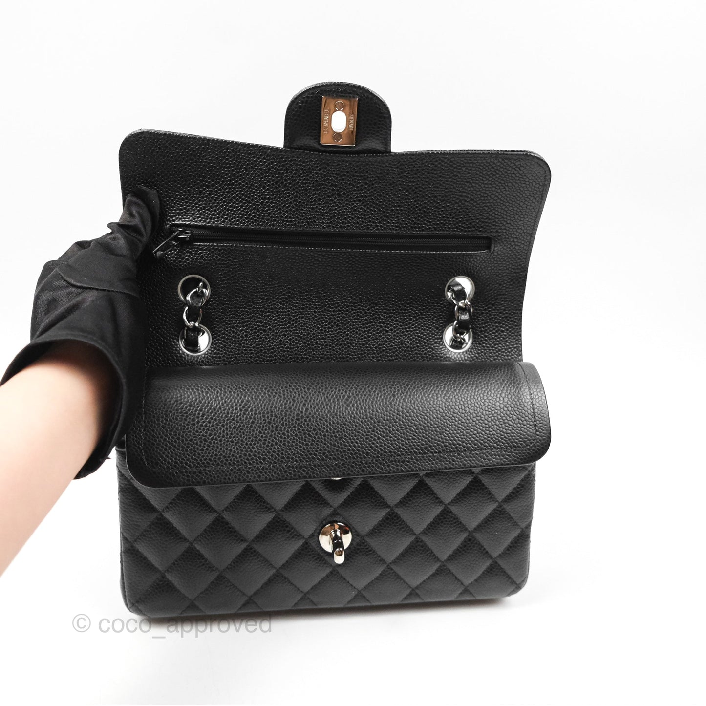 Chanel Small Classic Quilted Flap Black Caviar Silver Hardware