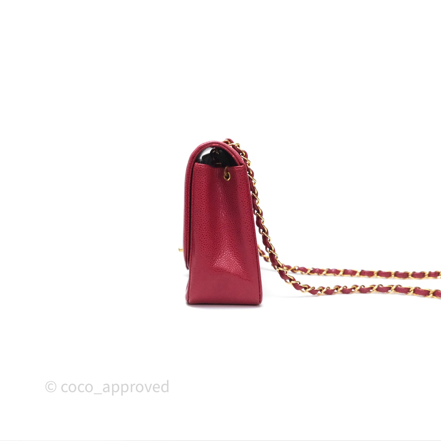 Chanel Medium Vintage Quilted Classic Diana Flap Bag Red Caviar 24K Gold Hardware