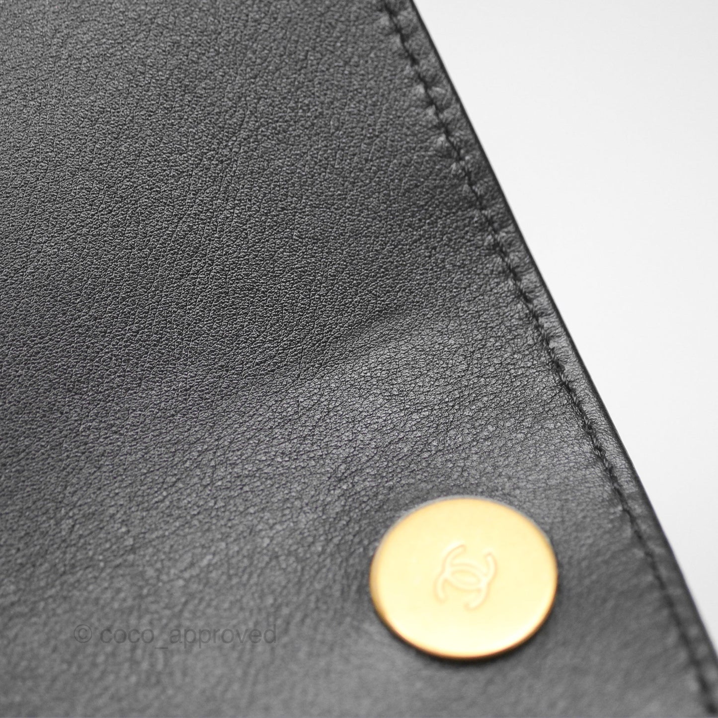 Chanel Pearl Chain Bag Black Calfskin Aged Gold Hardware