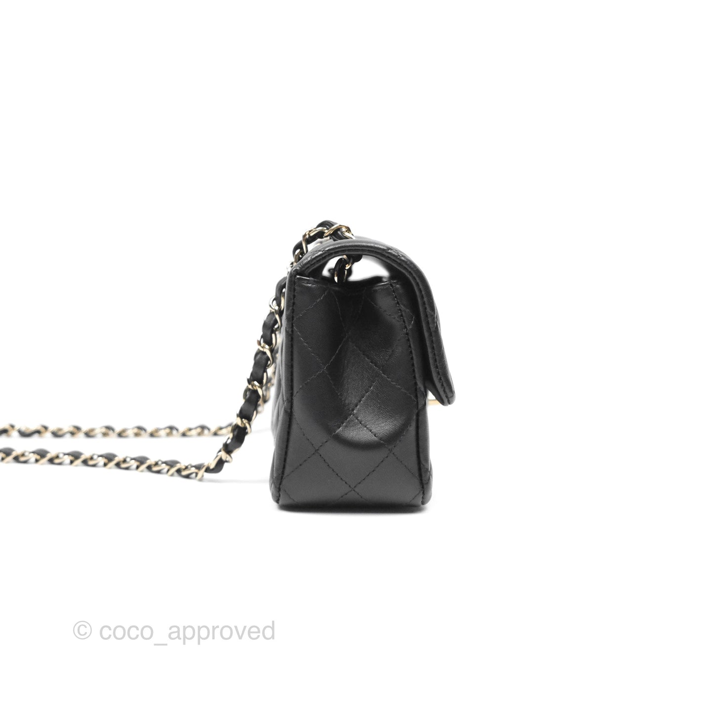 Chanel Quilted Mini Rectangular Black Lambskin Gold Hardware