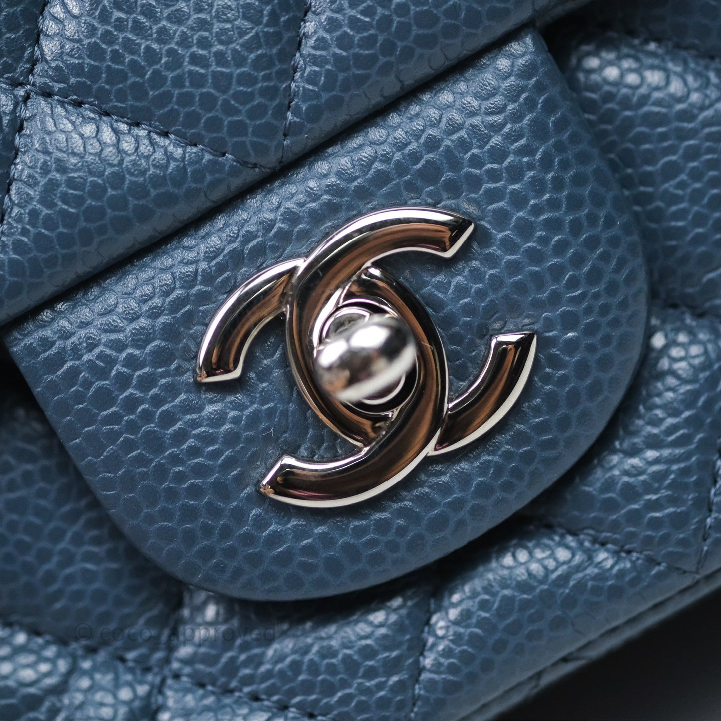 Chanel Quilted Mini Rectangular Blue Caviar Silver Hardware