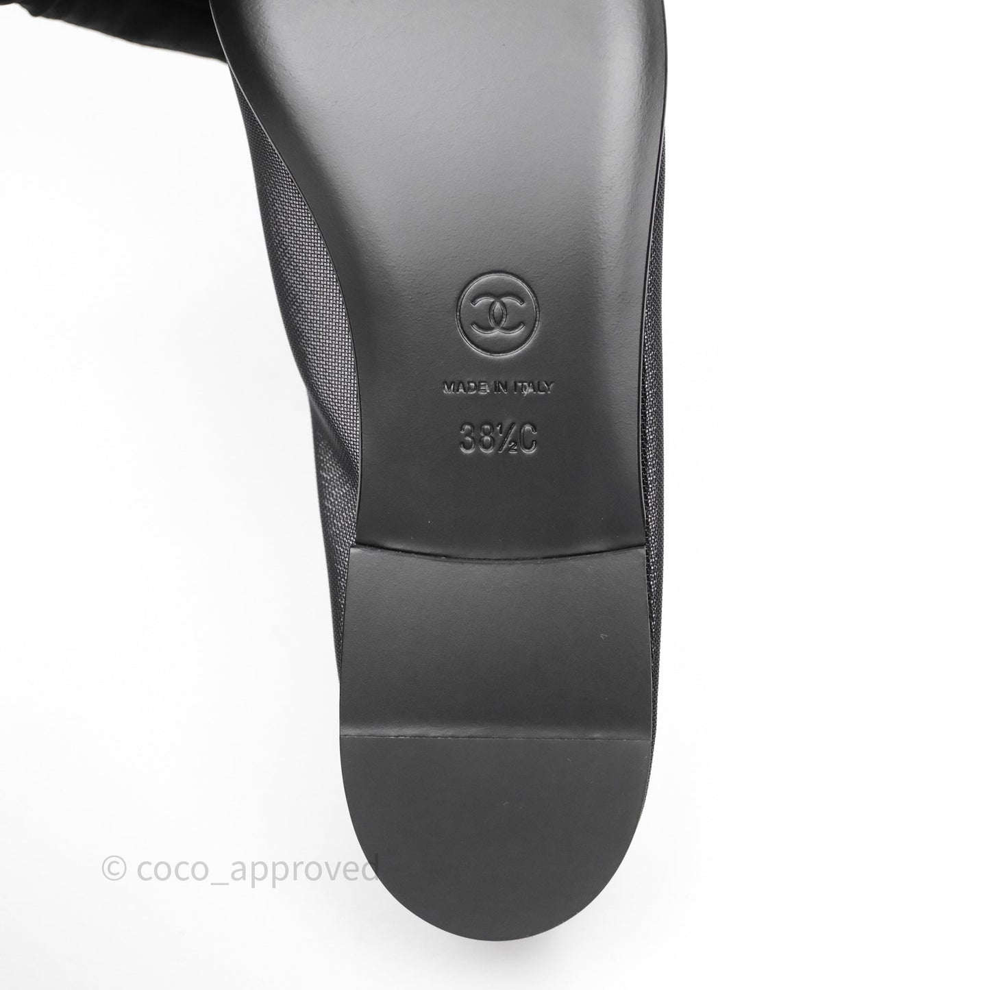 Chanel Ballet Flats Black Mesh Grosgrain 26P Size 38.5