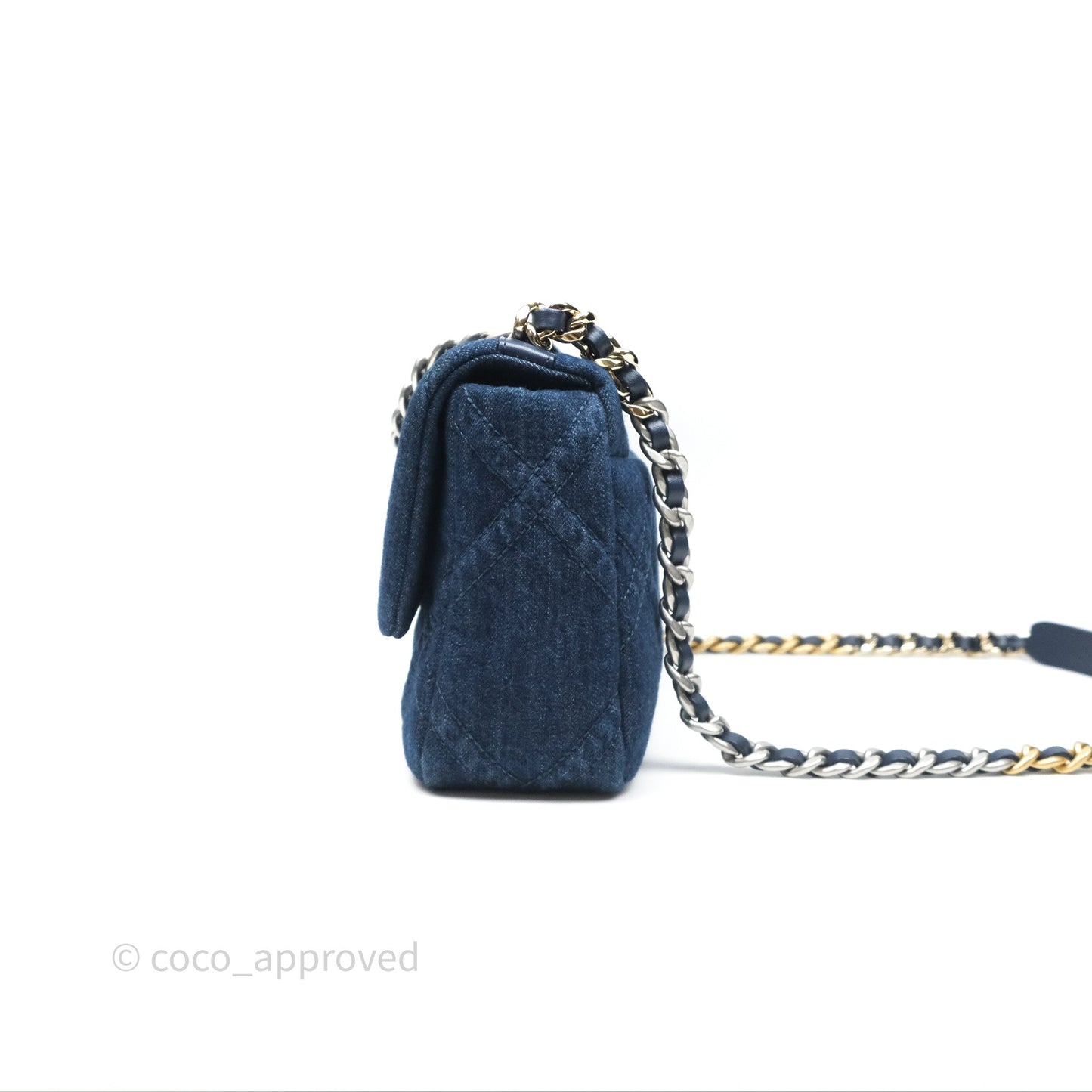 Chanel 19 Small Denim Fabric Mixed Hardware 22P